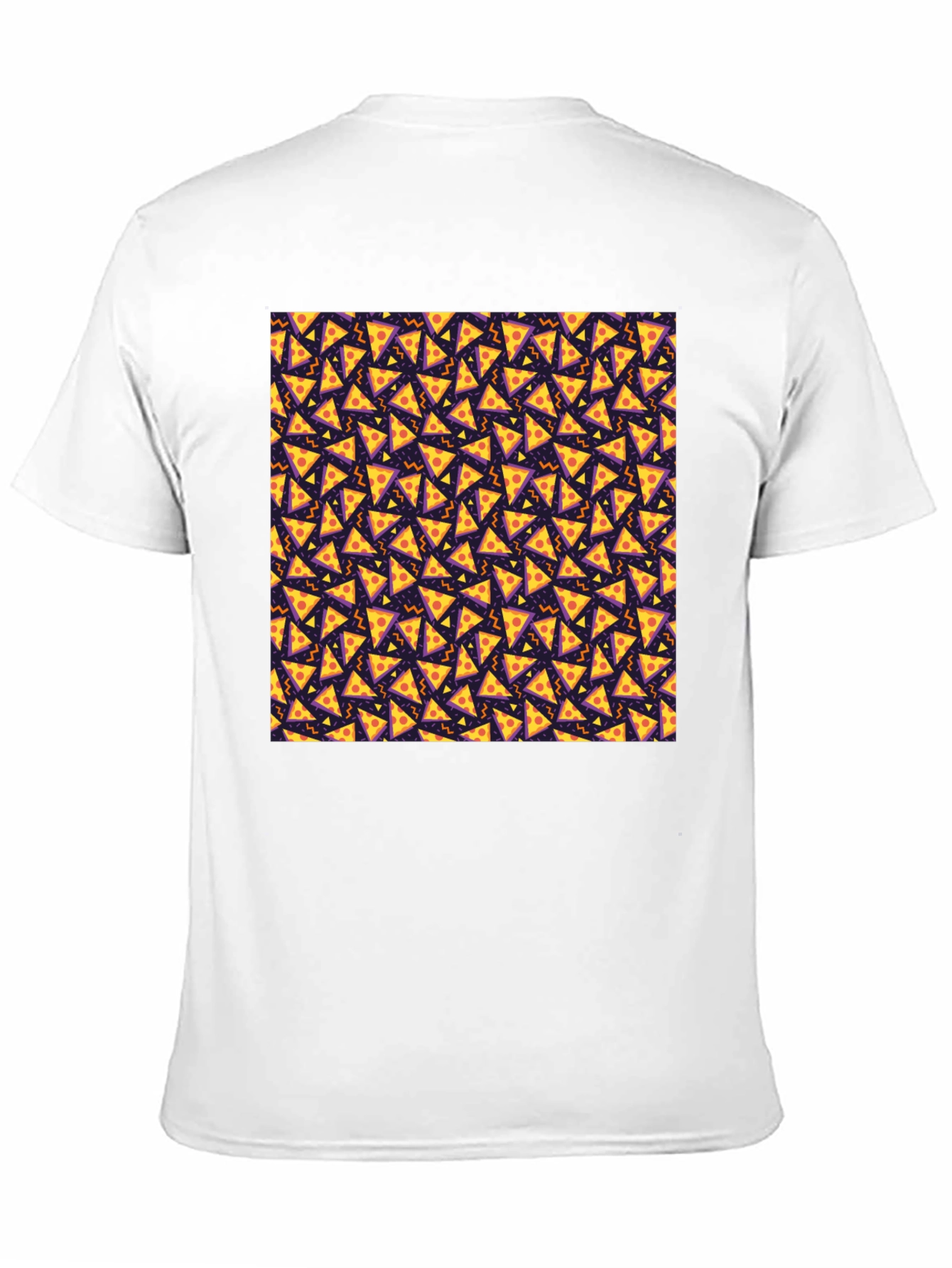 Pizza Slice Pattern Black T-Shirt