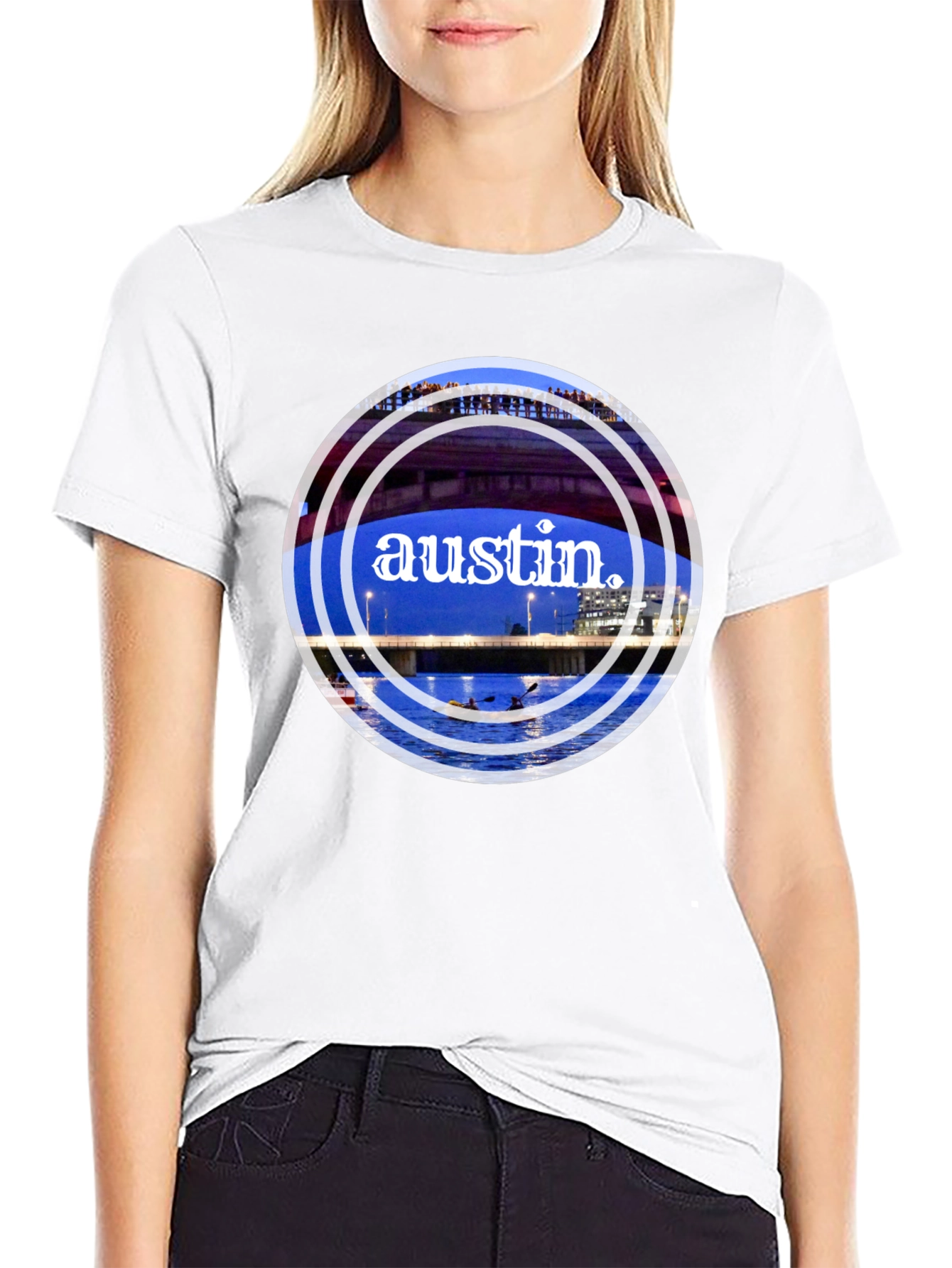 Austin Bridge Graphic Tee - Black Cotton Blend Shirt