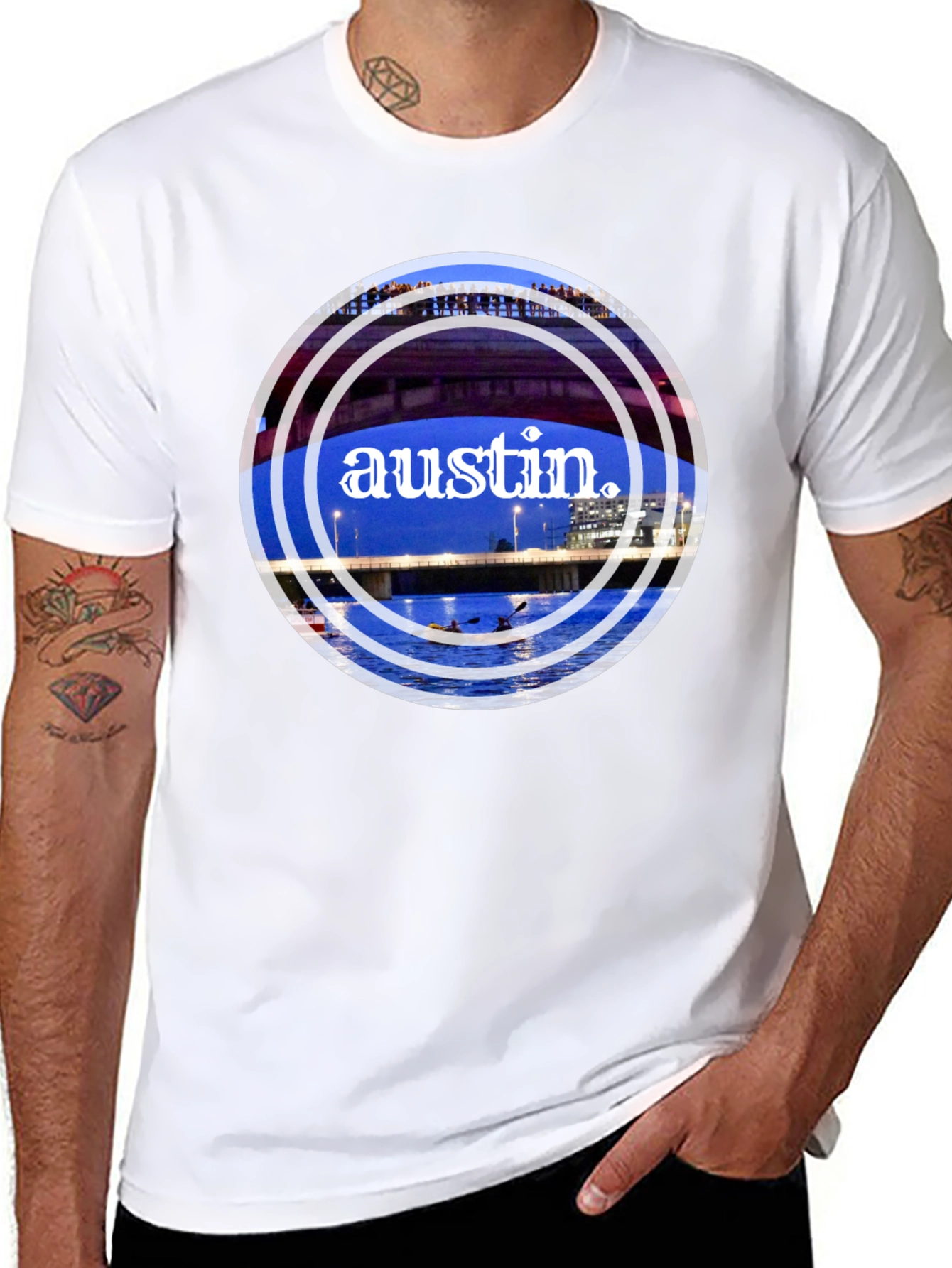 Austin Bridge Graphic Tee - Black Cotton Blend Shirt