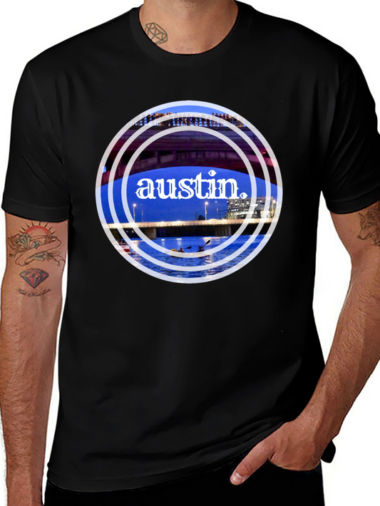 Austin Bridge Graphic Tee - Black Cotton Blend Shirt