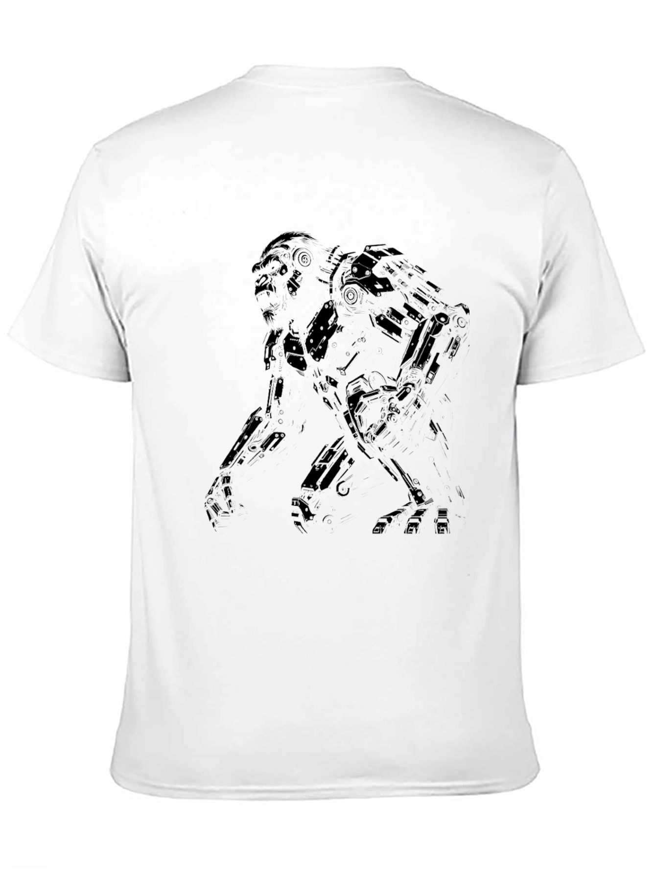 Mens Black Robot Graphic Tee - Sci-Fi Style T-Shirt