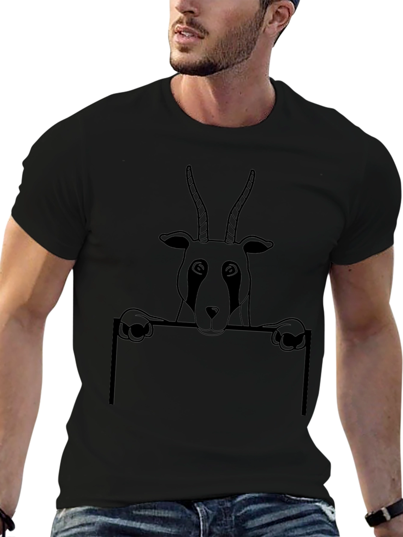 Black Antelope Graphic Print T-Shirt