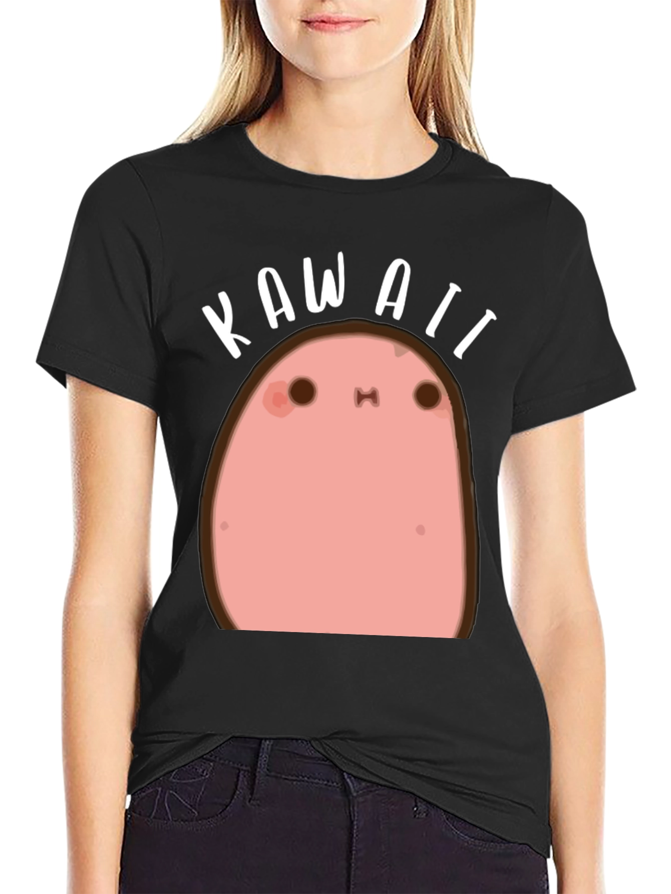 Kawaii Potato Black T-Shirt