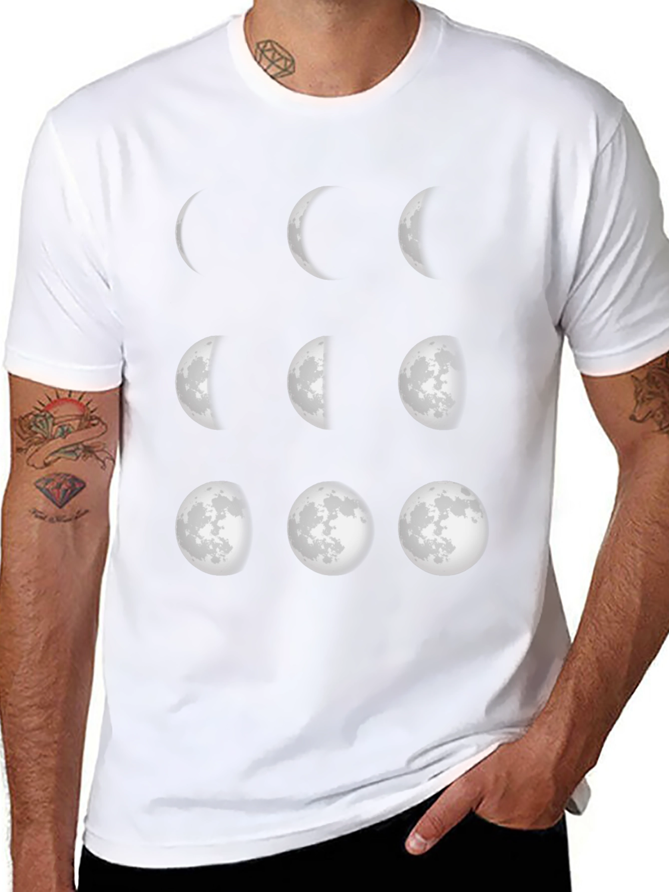 Lunar Phase Graphic Tee - Black Cotton Comfort