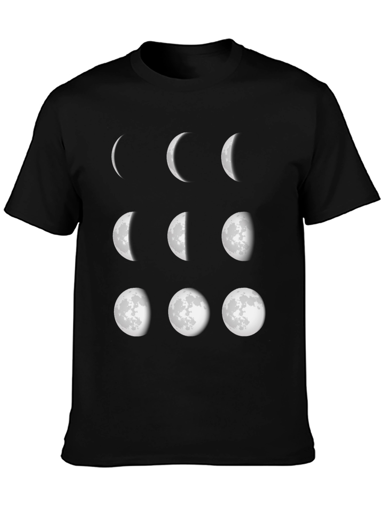 Lunar Phase Graphic Tee - Black Cotton Comfort
