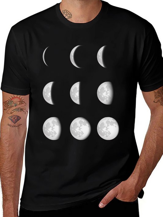 Lunar Phase Graphic Tee - Black Cotton Comfort