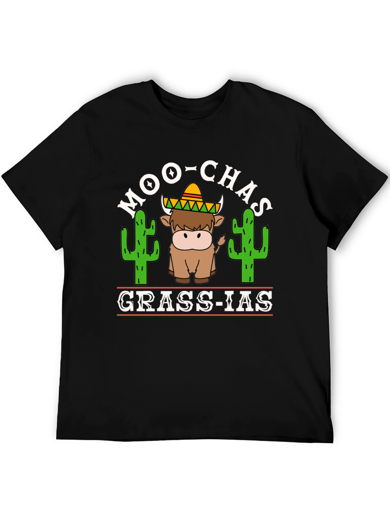 Moo-Chas Grass-ias T-Shirt Funny Cow Graphic Tee