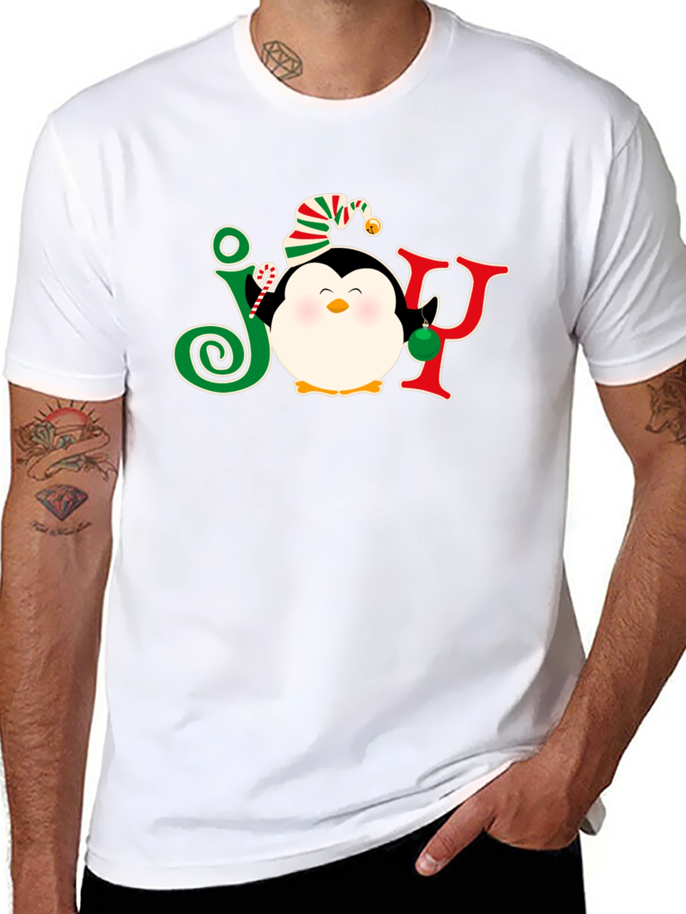 Festive Penguin JOY Christmas T-Shirt