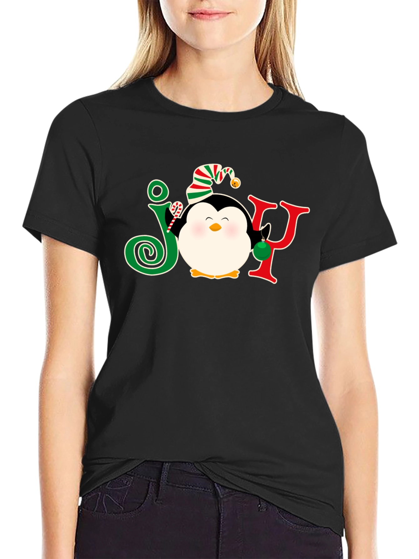 Festive Penguin JOY Christmas T-Shirt