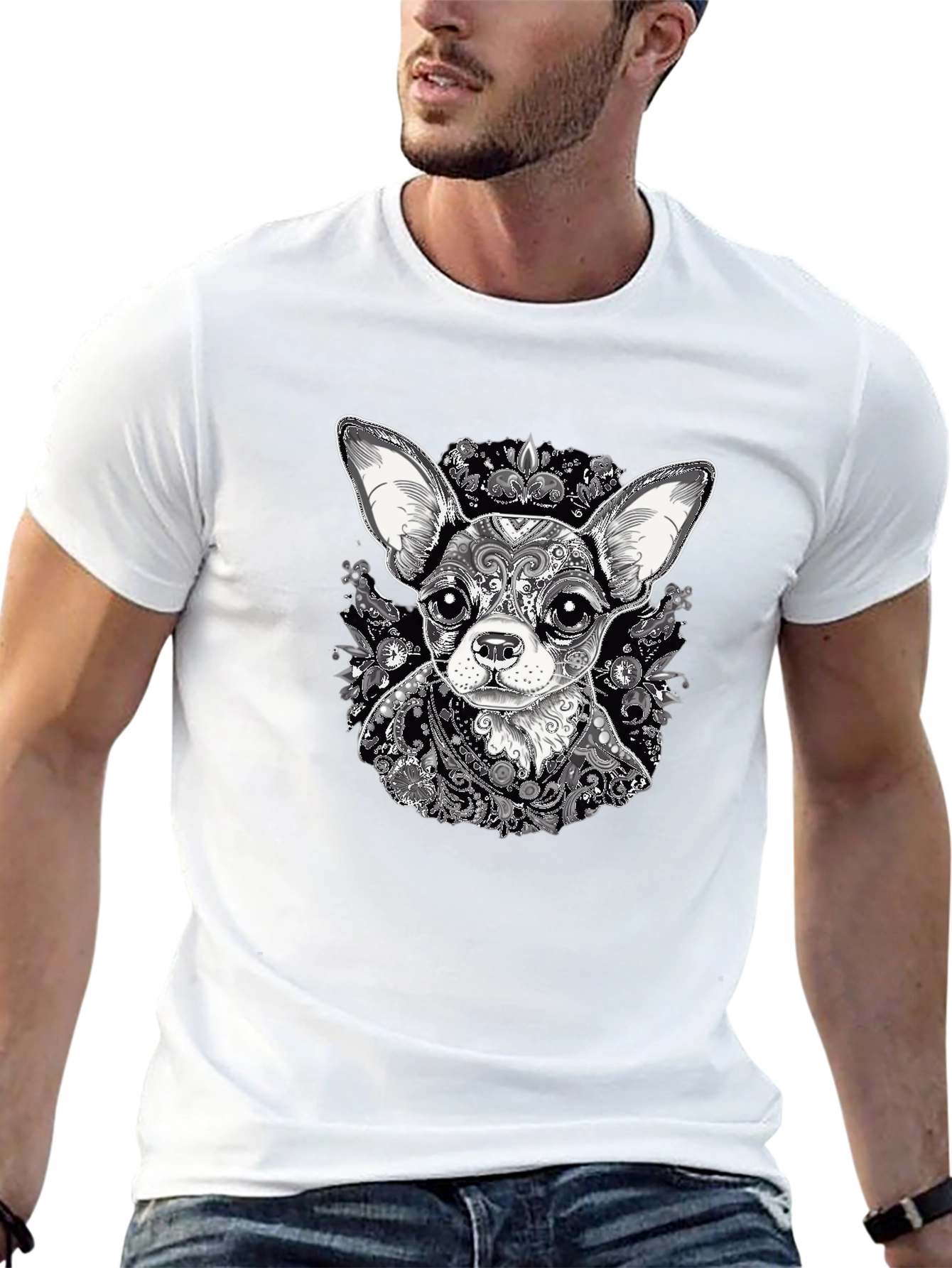 Chihuahua Art Print Black T-Shirt