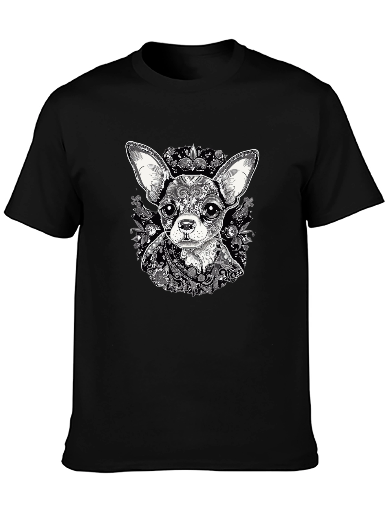 Chihuahua Art Print Black T-Shirt