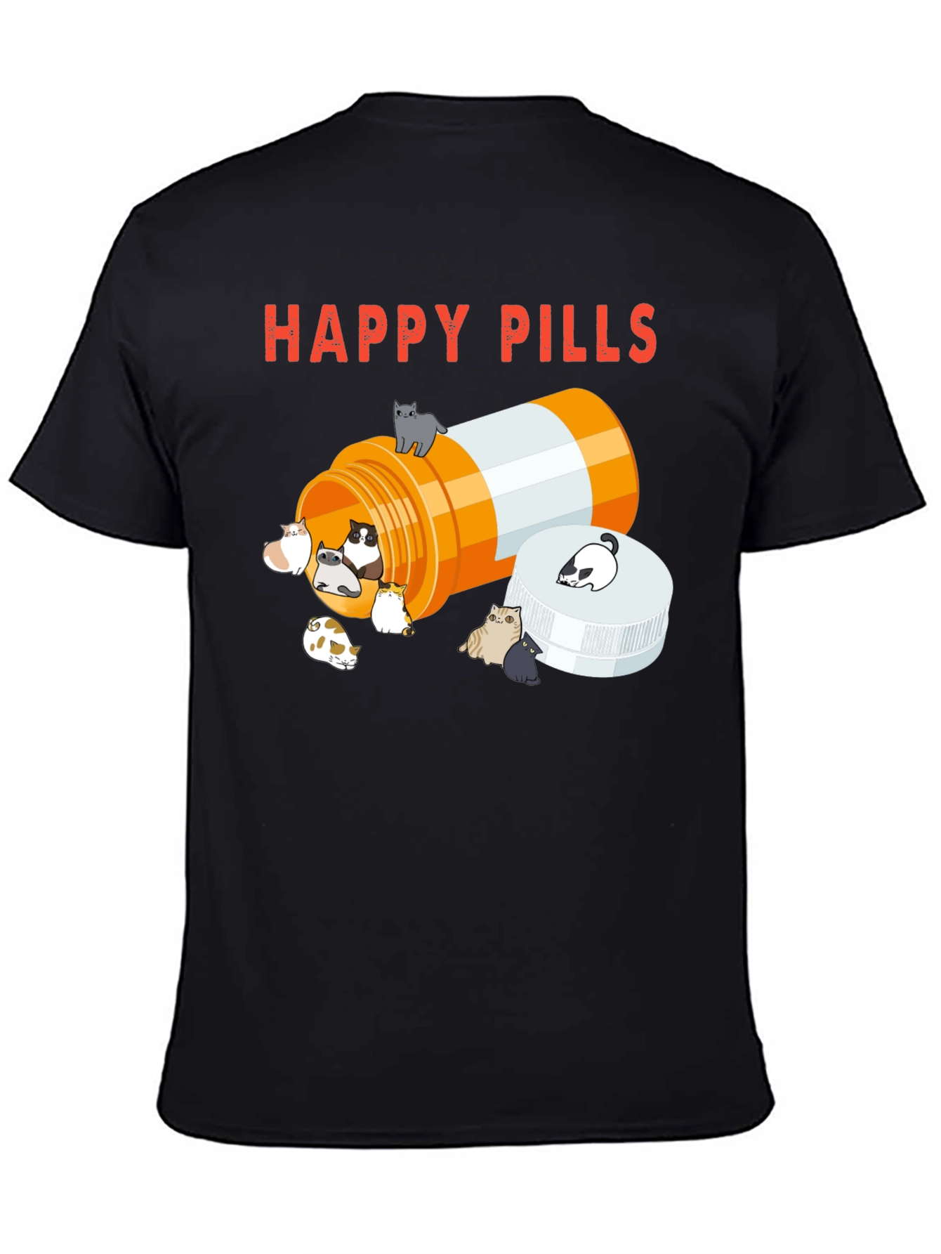 Happy Pills Cat T-Shirt - Black