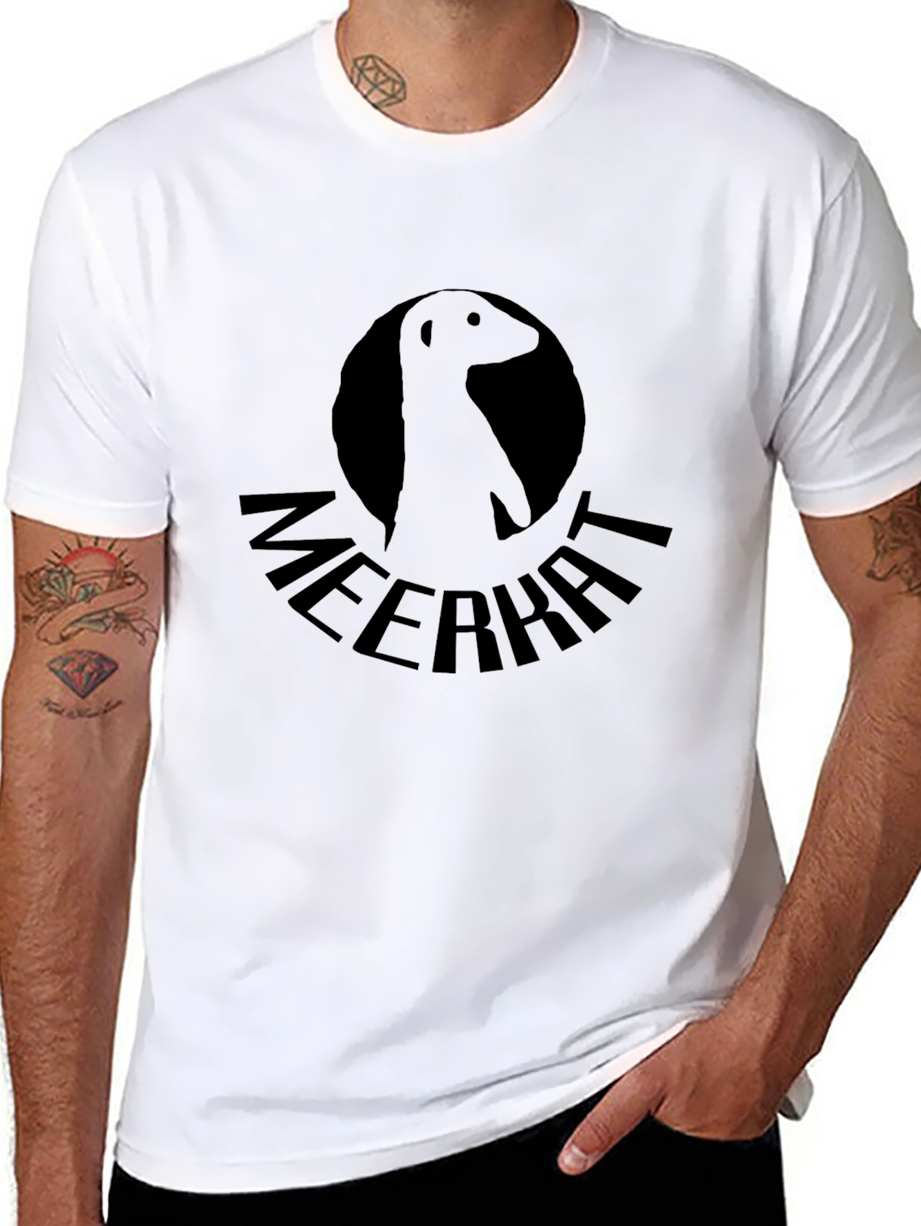 Meerkat Graphic Tee - Black Crew Neck T-Shirt