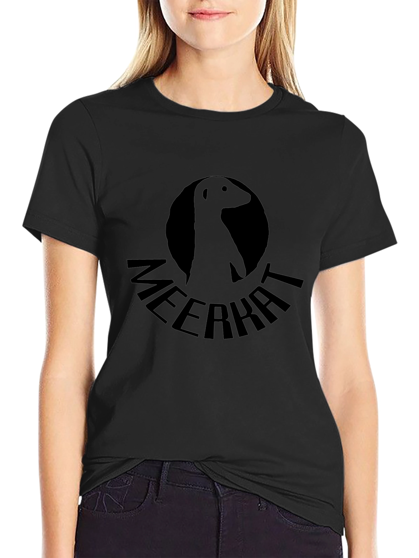 Meerkat Graphic Tee - Black Crew Neck T-Shirt