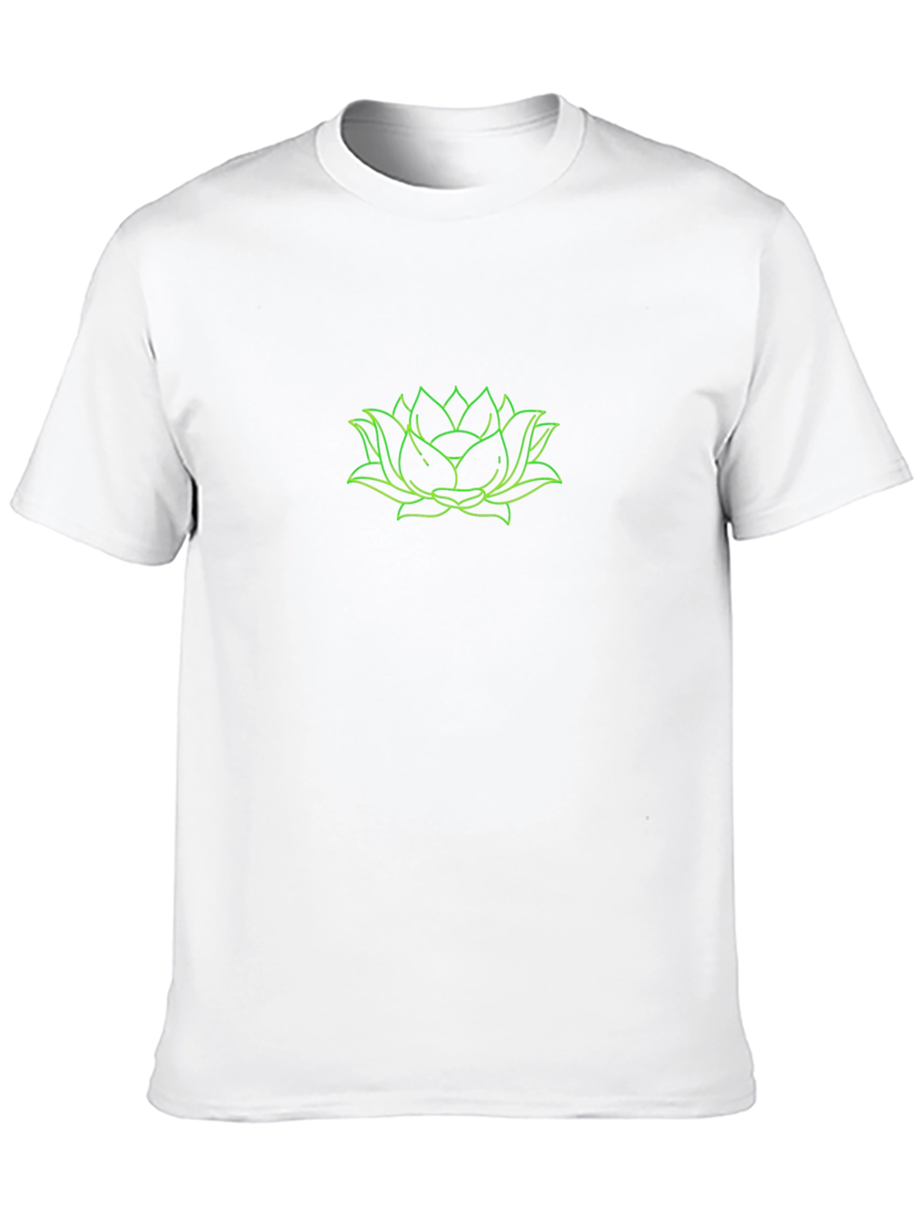 Mens Black T-Shirt with Green Lotus Design