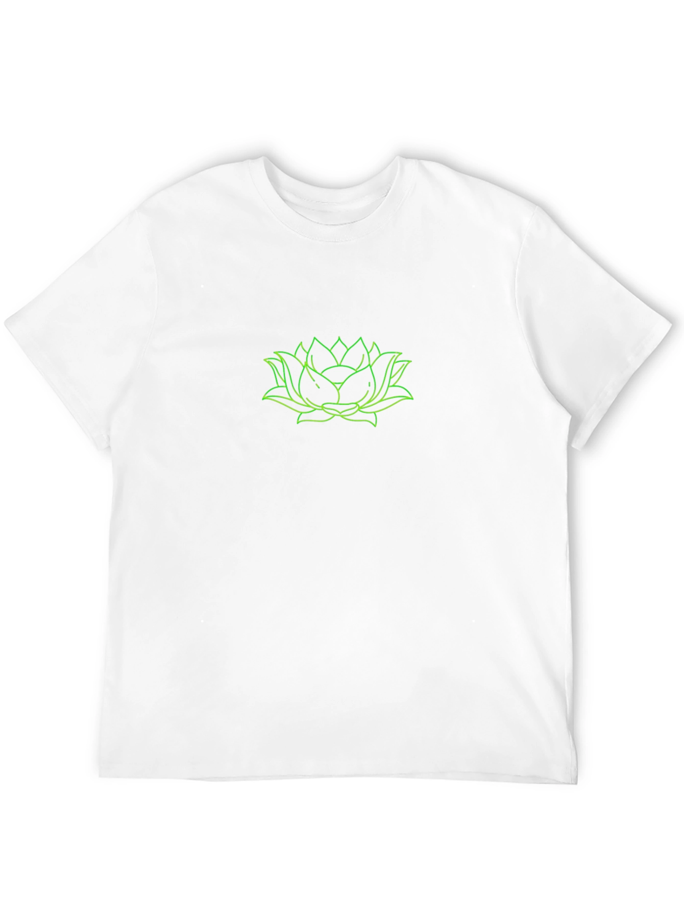 Mens Black T-Shirt with Green Lotus Design