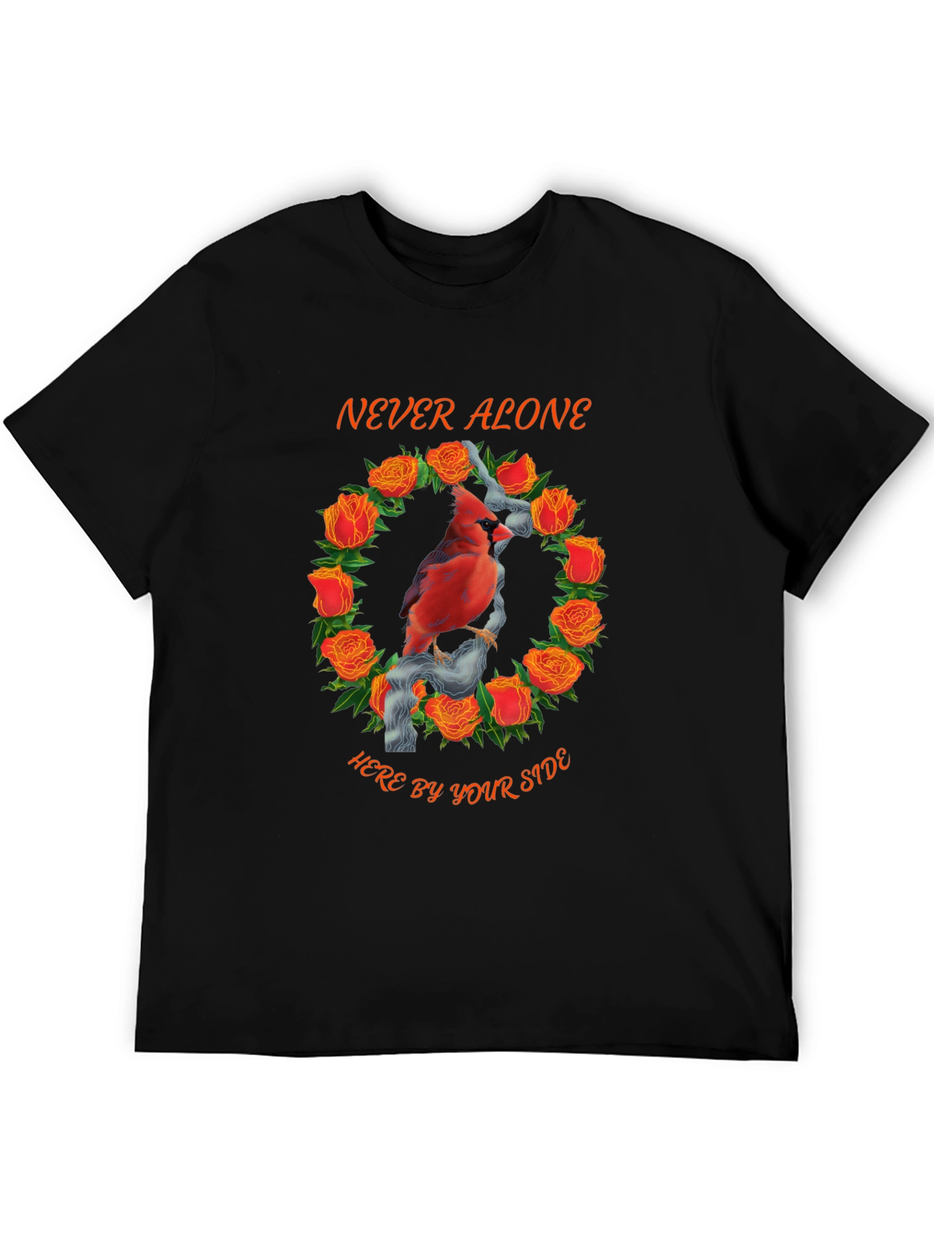Cardinal Rose Wreath Graphic Tee - Never Alone