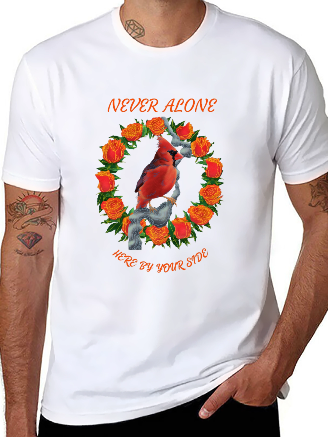 Cardinal Rose Wreath Graphic Tee - Never Alone