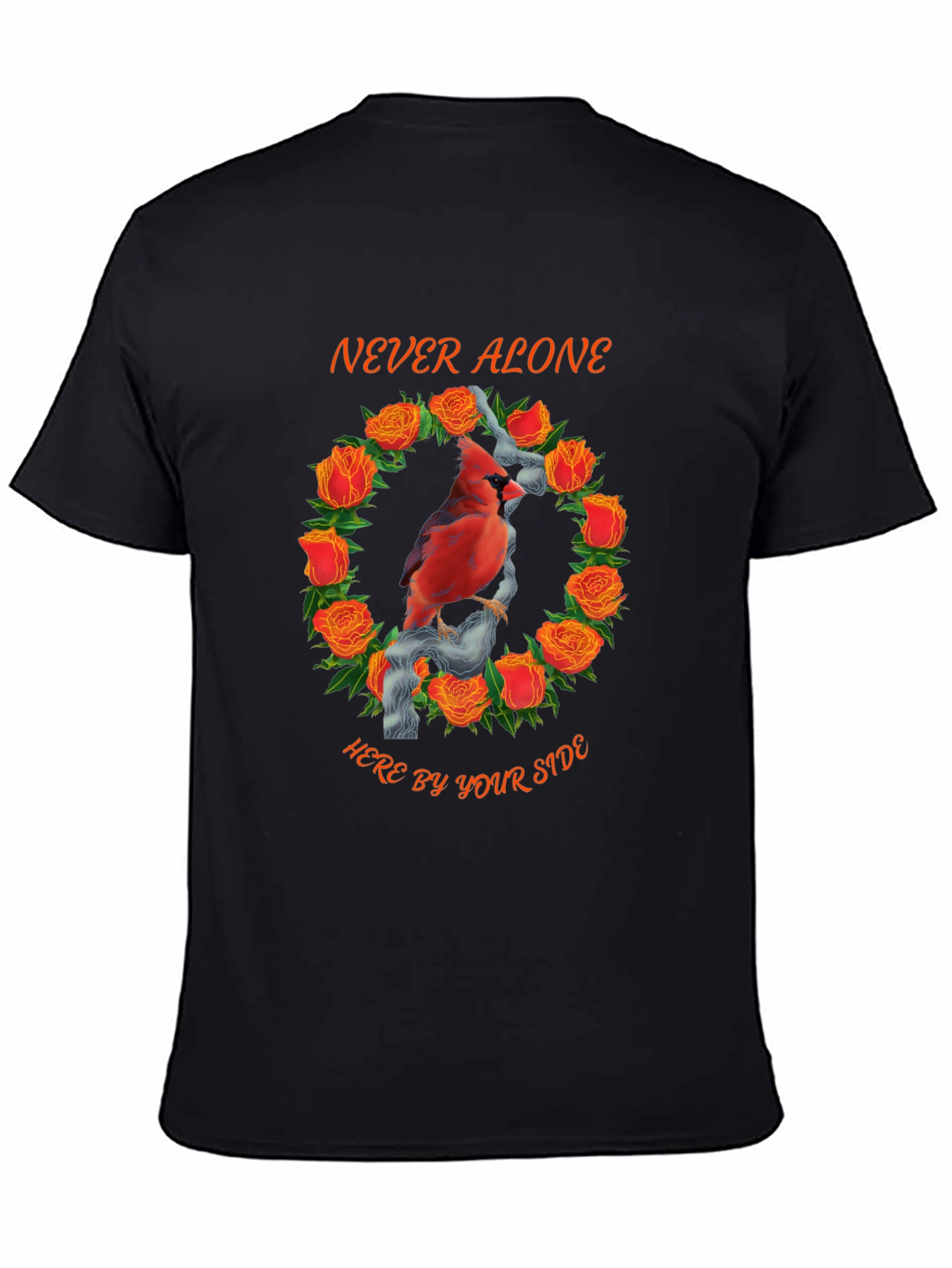 Cardinal Rose Wreath Graphic Tee - Never Alone