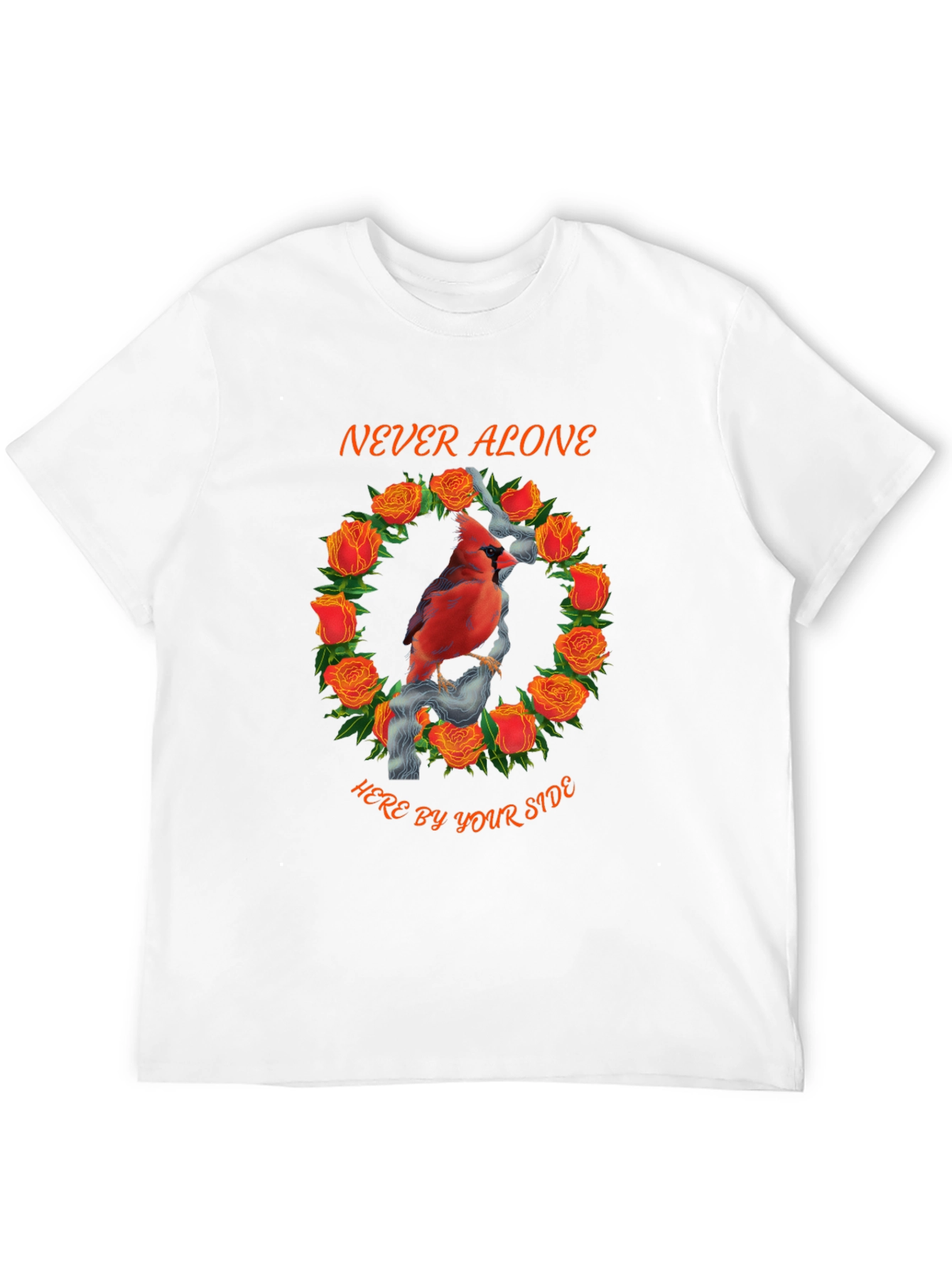 Cardinal Rose Wreath Graphic Tee - Never Alone