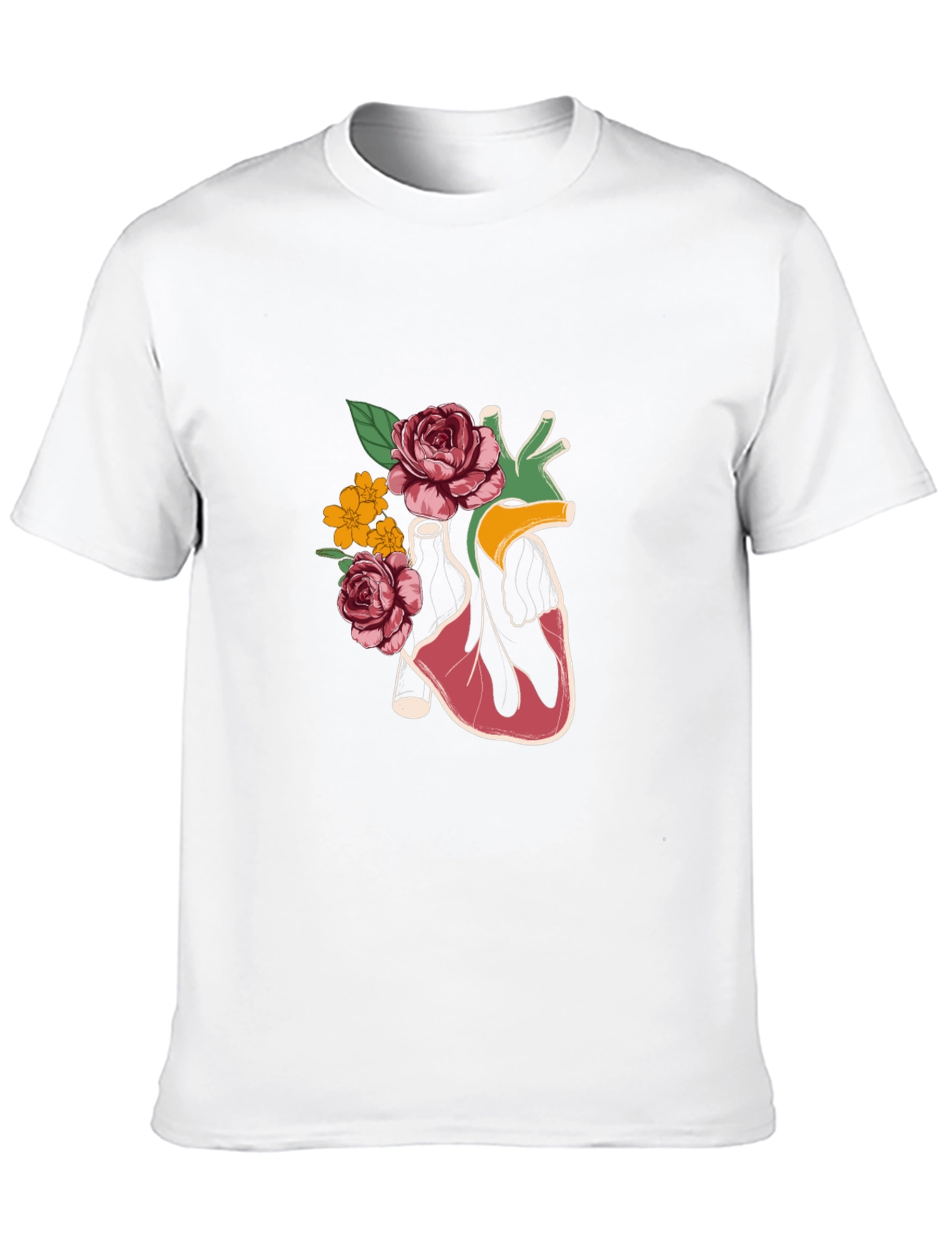 Floral Heart Graphic T-Shirt - Stylish Anatomy Tee