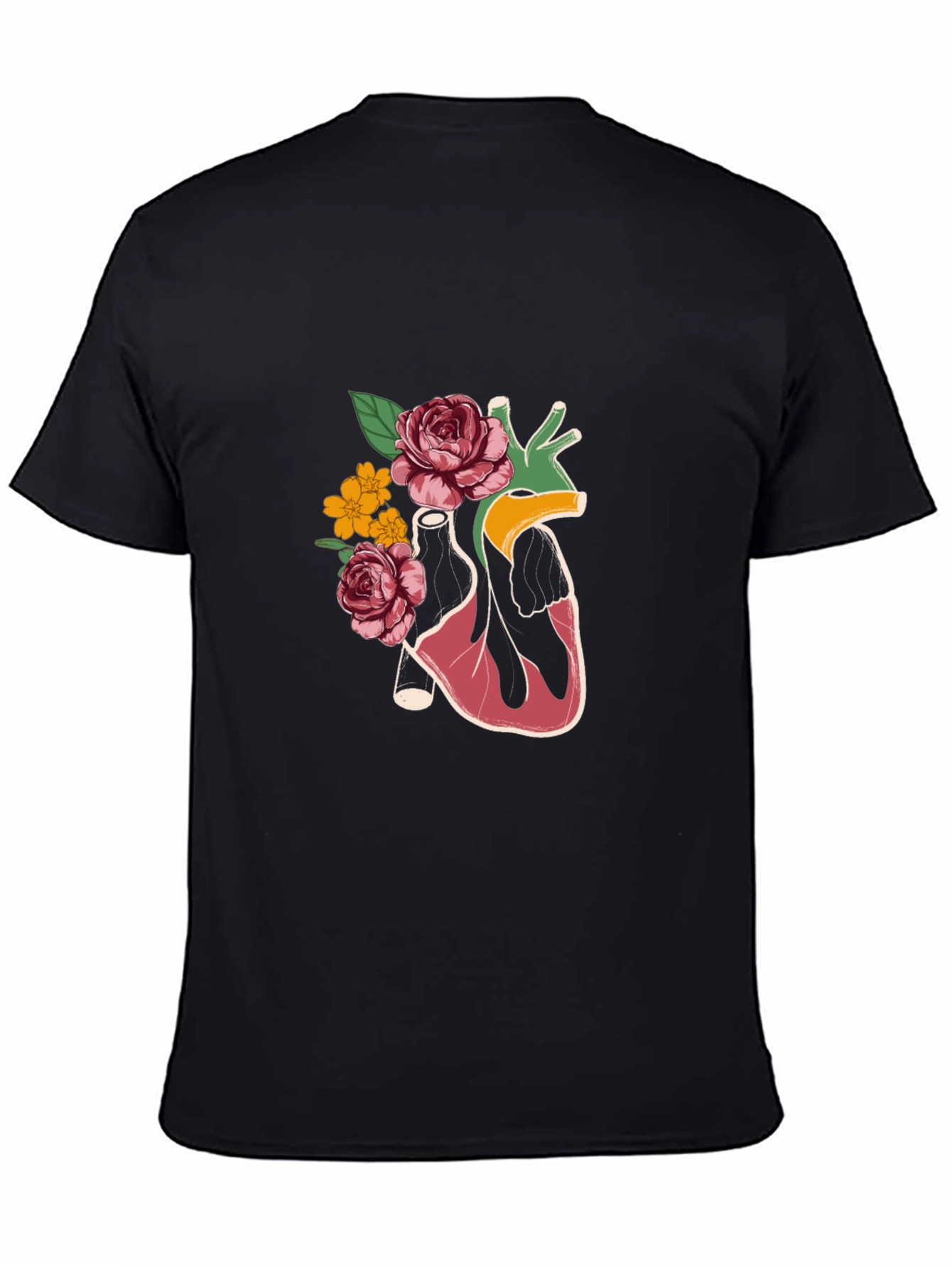 Floral Heart Graphic T-Shirt - Stylish Anatomy Tee