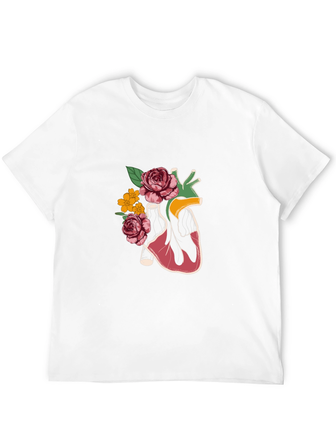 Floral Heart Graphic T-Shirt - Stylish Anatomy Tee