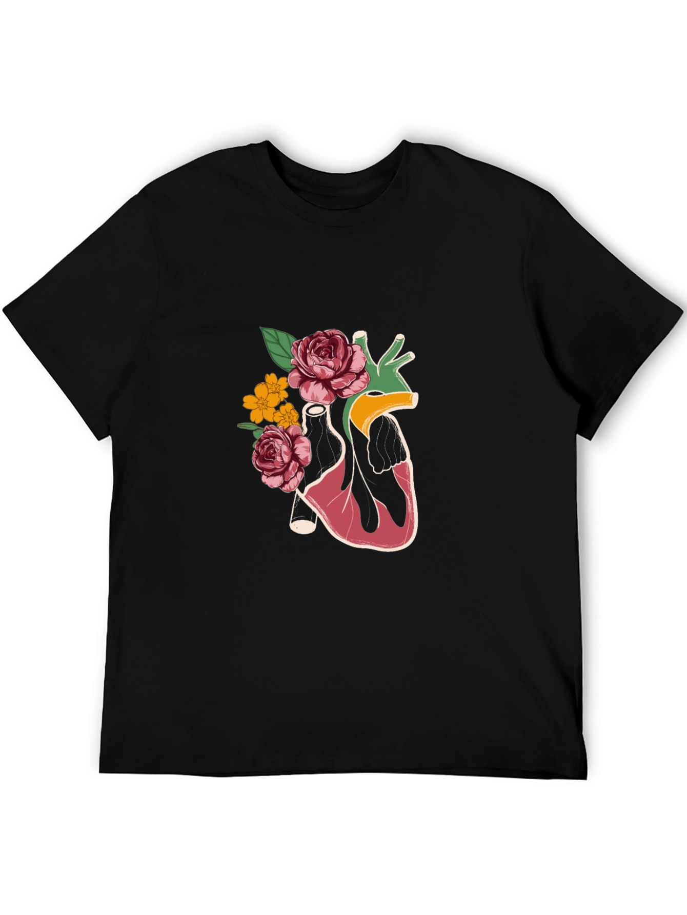Floral Heart Graphic T-Shirt - Stylish Anatomy Tee