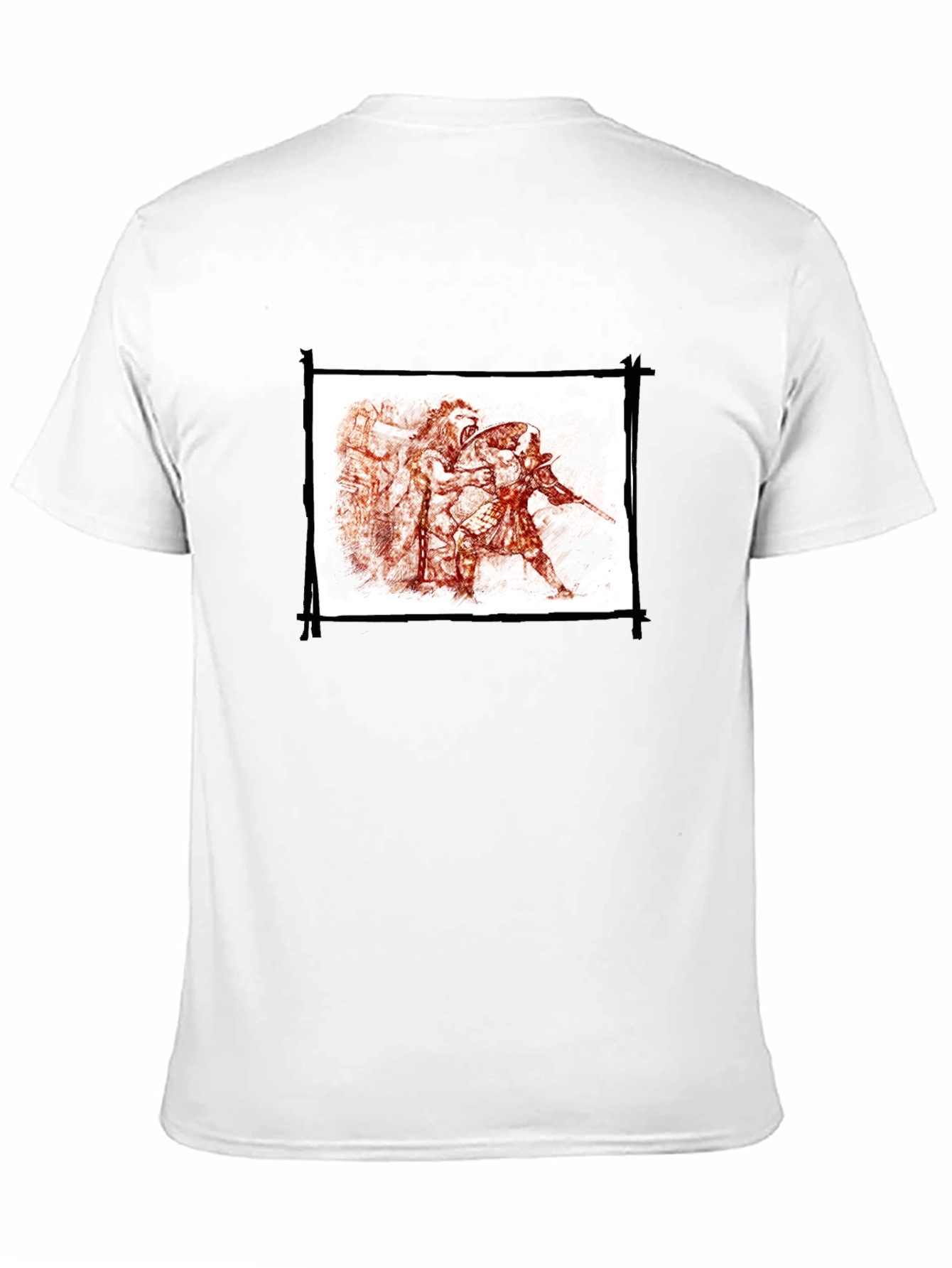 Mens Black Graphic Tee - Warrior Sketch