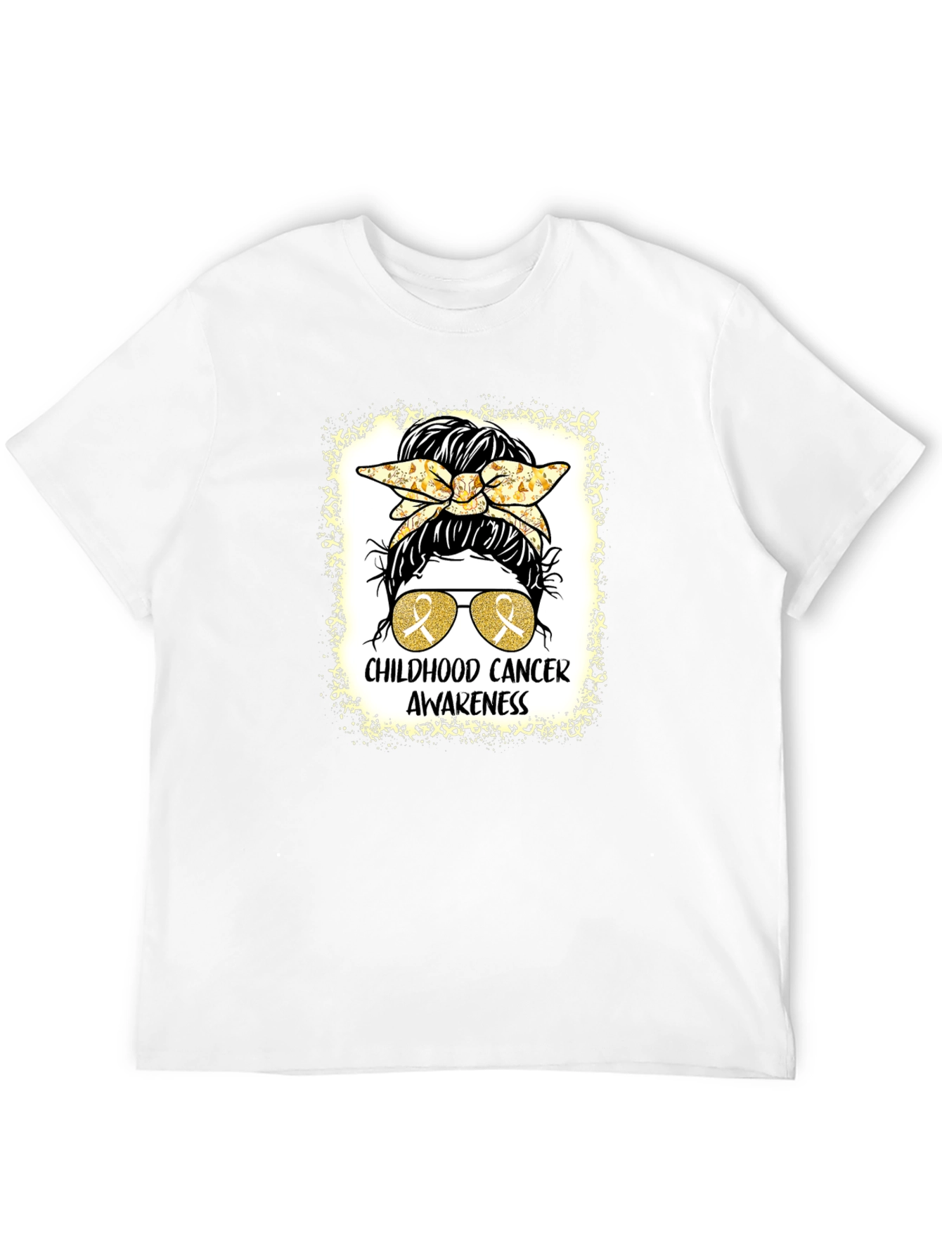 Childhood Cancer Awareness Messy Bun T-Shirt