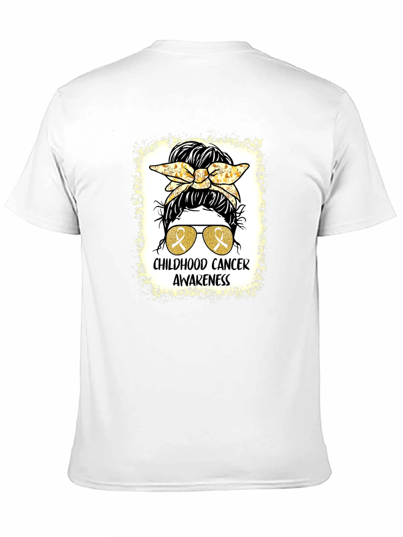 Childhood Cancer Awareness Messy Bun T-Shirt