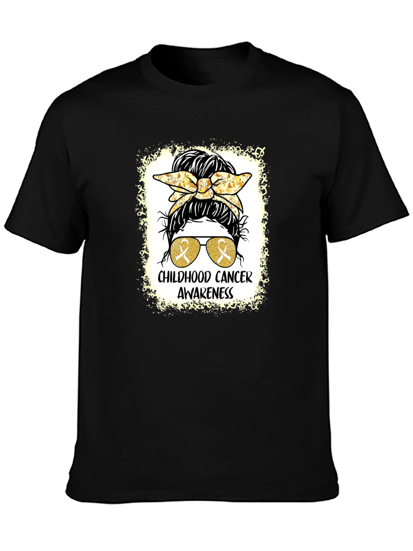 Childhood Cancer Awareness Messy Bun T-Shirt