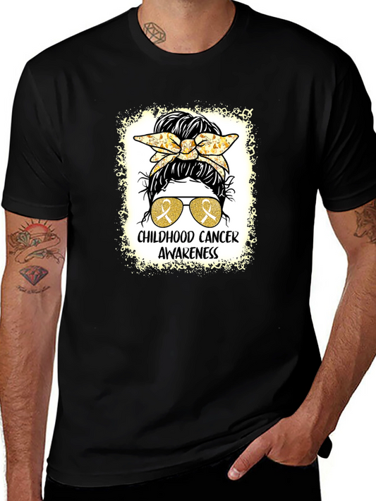 Childhood Cancer Awareness Messy Bun T-Shirt