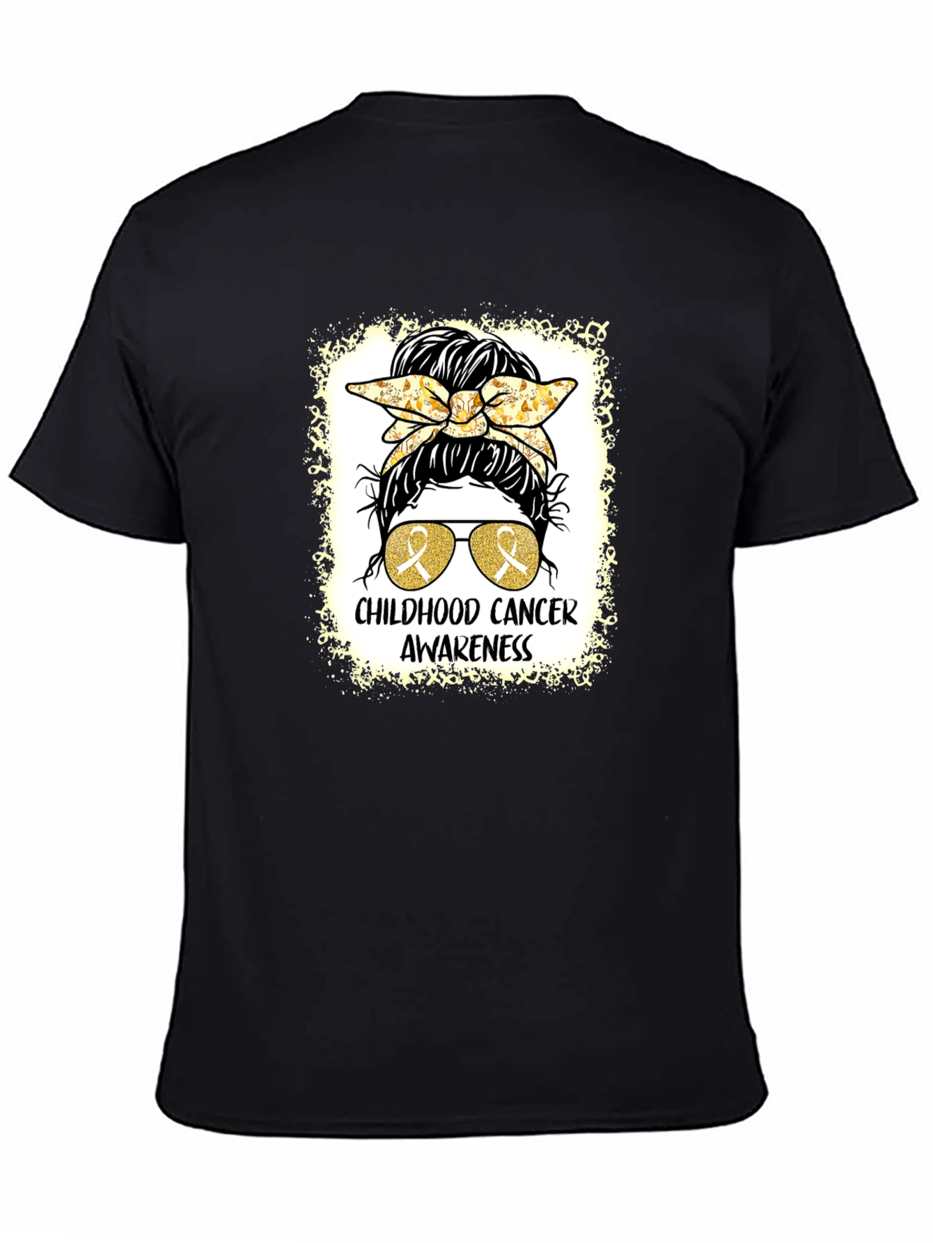 Childhood Cancer Awareness Messy Bun T-Shirt
