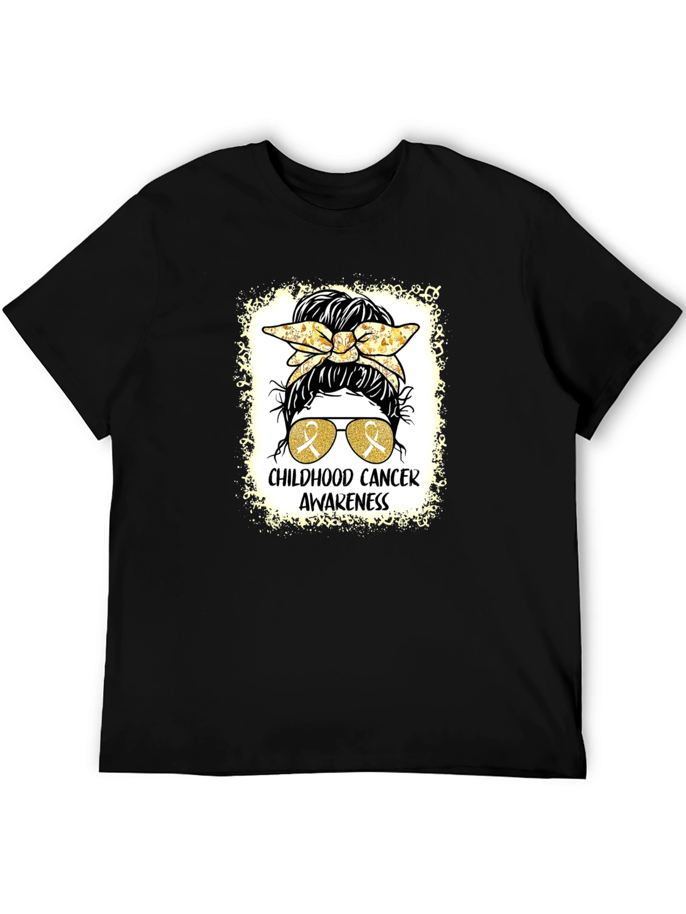 Childhood Cancer Awareness Messy Bun T-Shirt