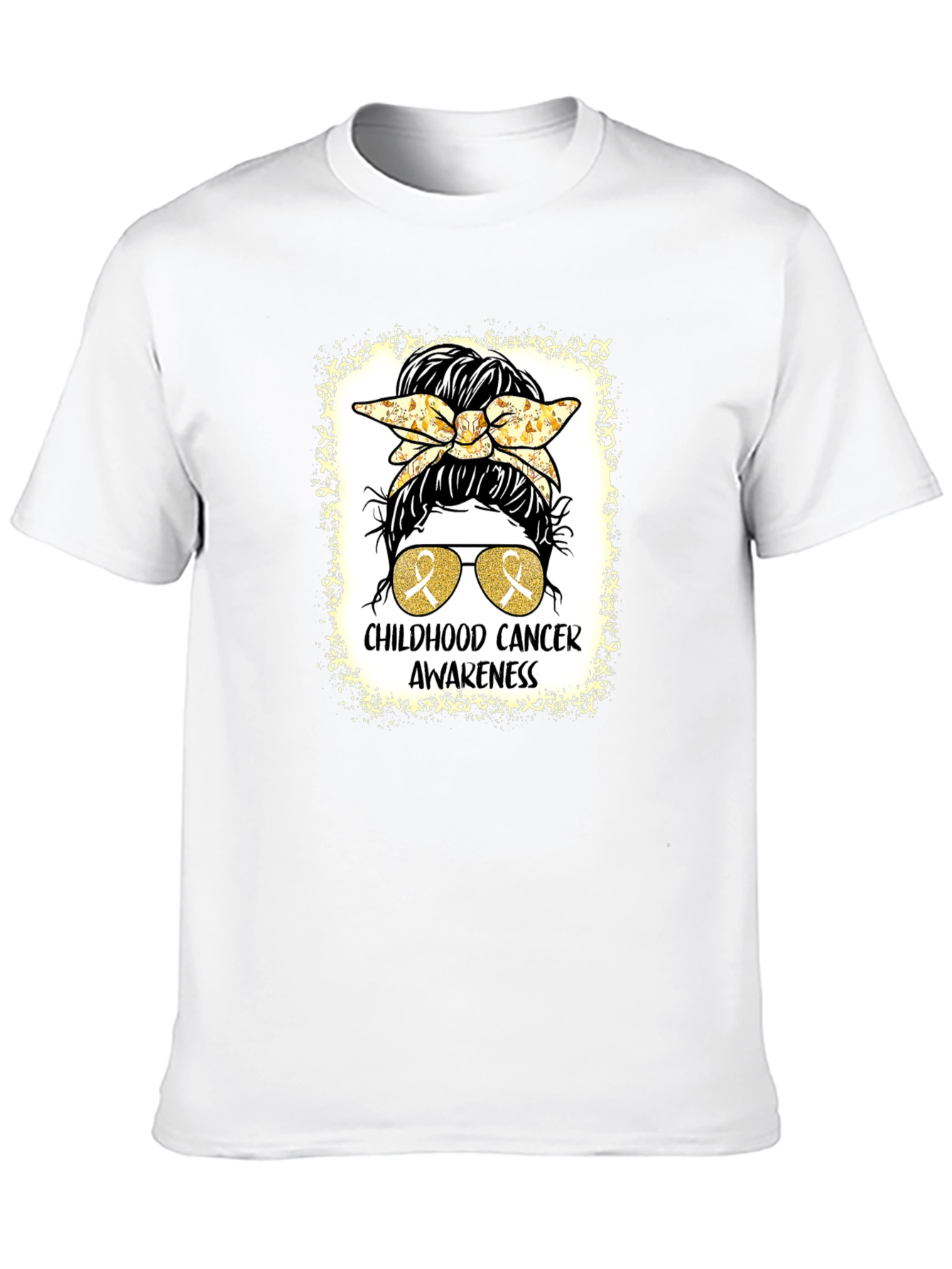 Childhood Cancer Awareness Messy Bun T-Shirt