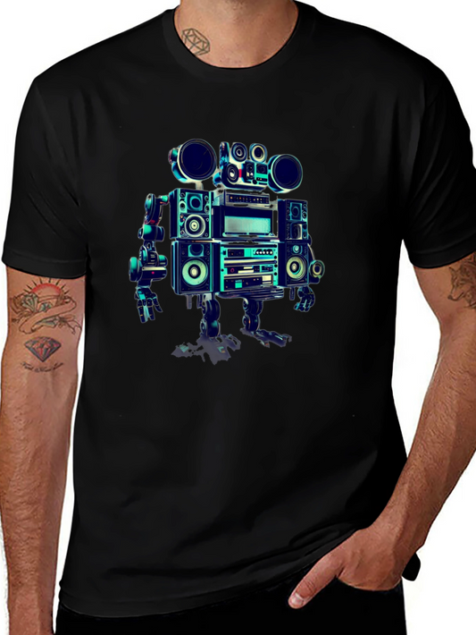 Retro Robot DJ T-Shirt - Vintage Style Music Lover Tee