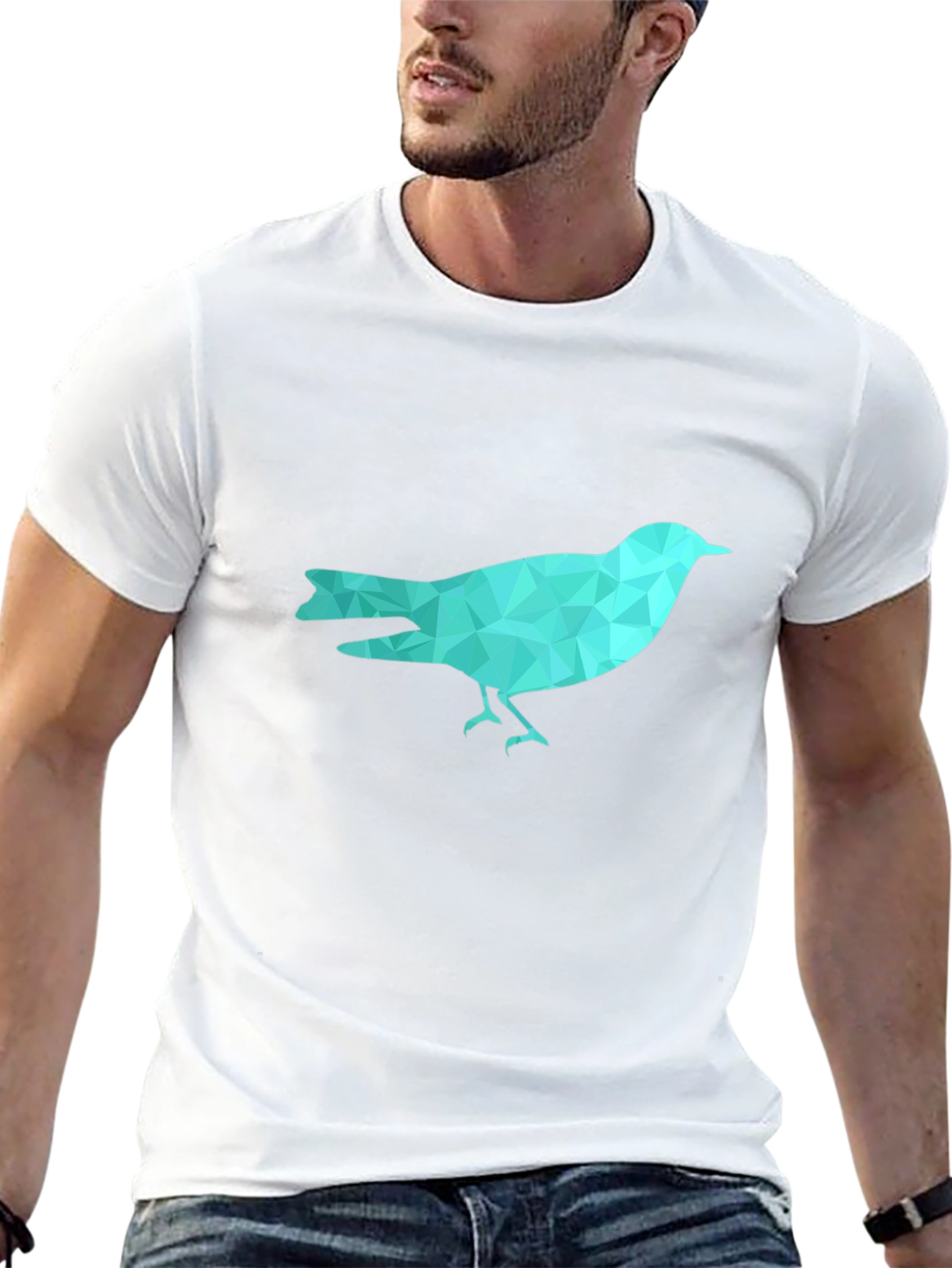 Geometric Bird Graphic Tee - Trendy Casual Wear