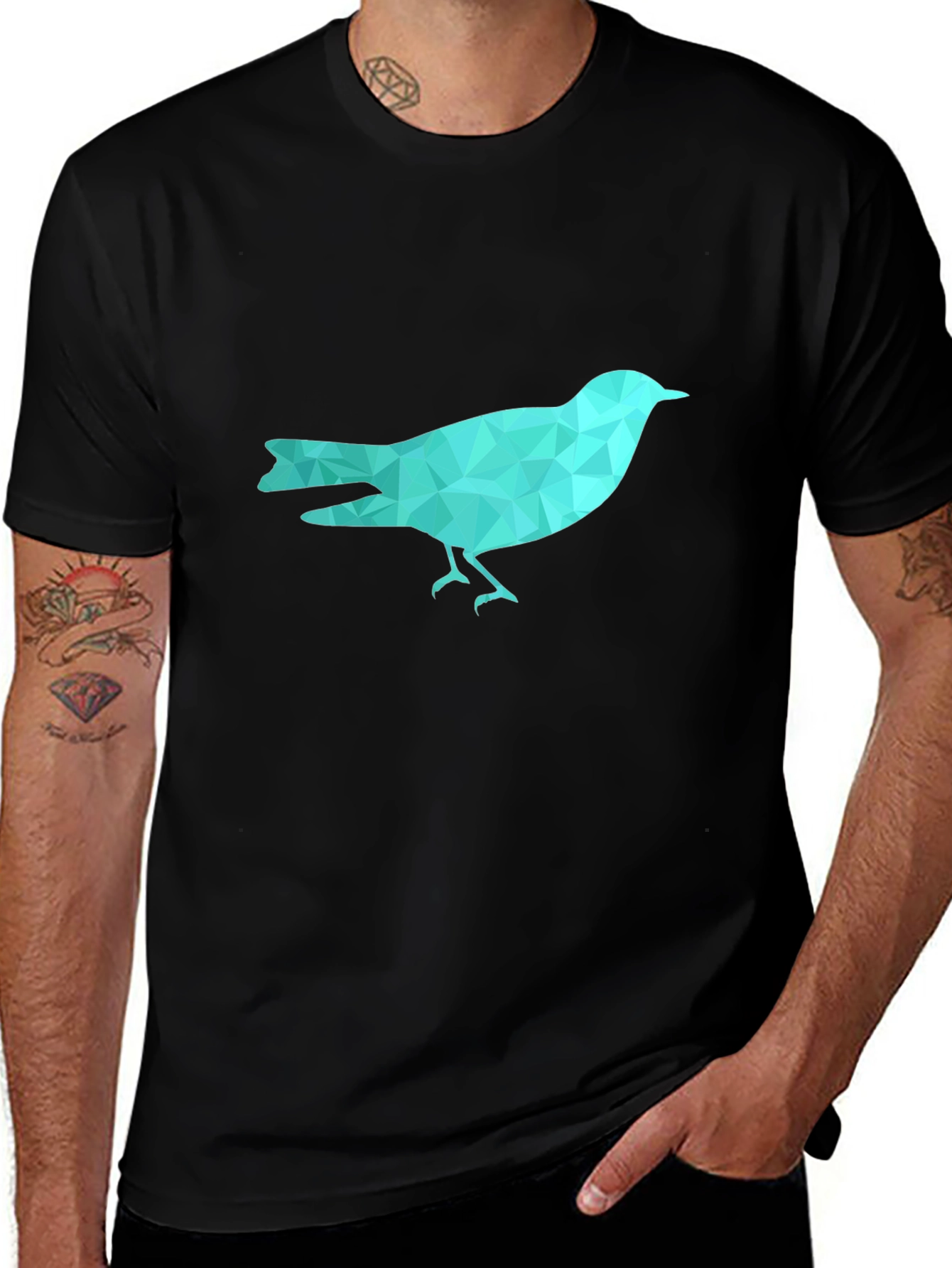 Geometric Bird Graphic Tee - Trendy Casual Wear