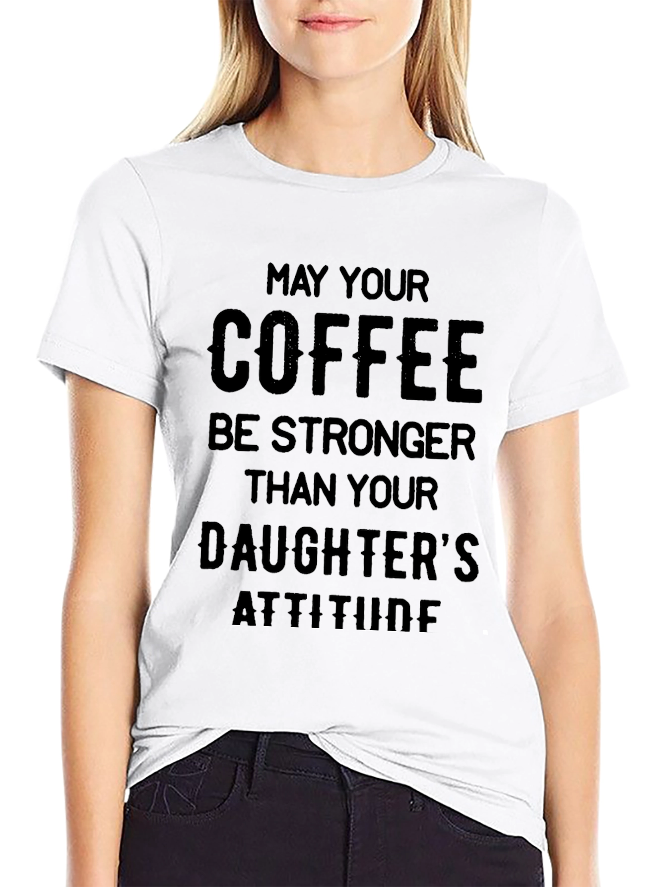 Funny Coffee and Daughter Attitude Black T-Shirt