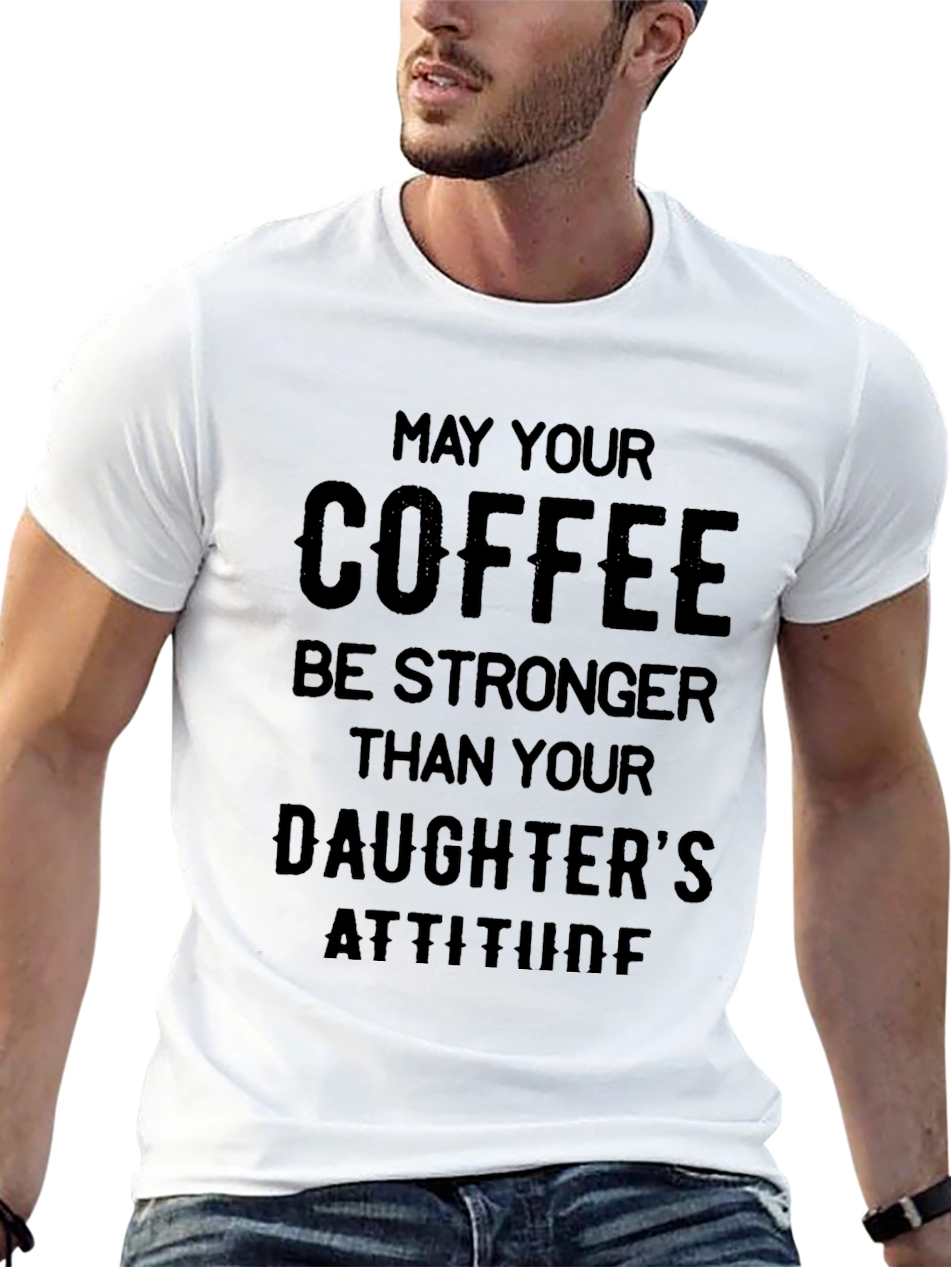 Funny Coffee and Daughter Attitude Black T-Shirt