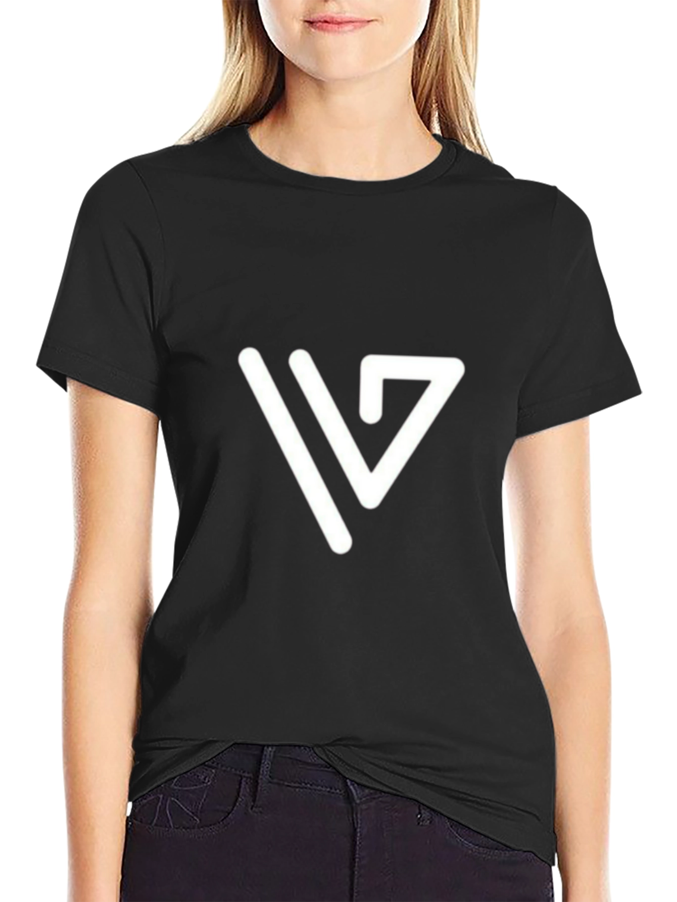 Modern White Logo Tee - Black