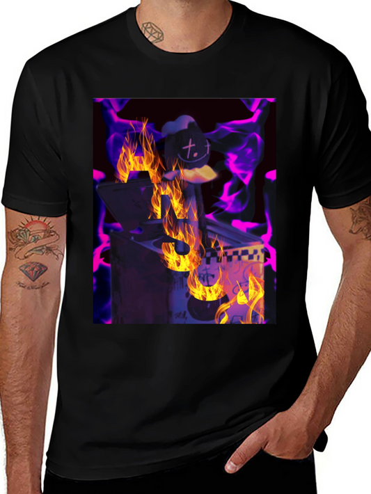 Fiery DJ Graphic Tee - Burning Beats T-Shirt
