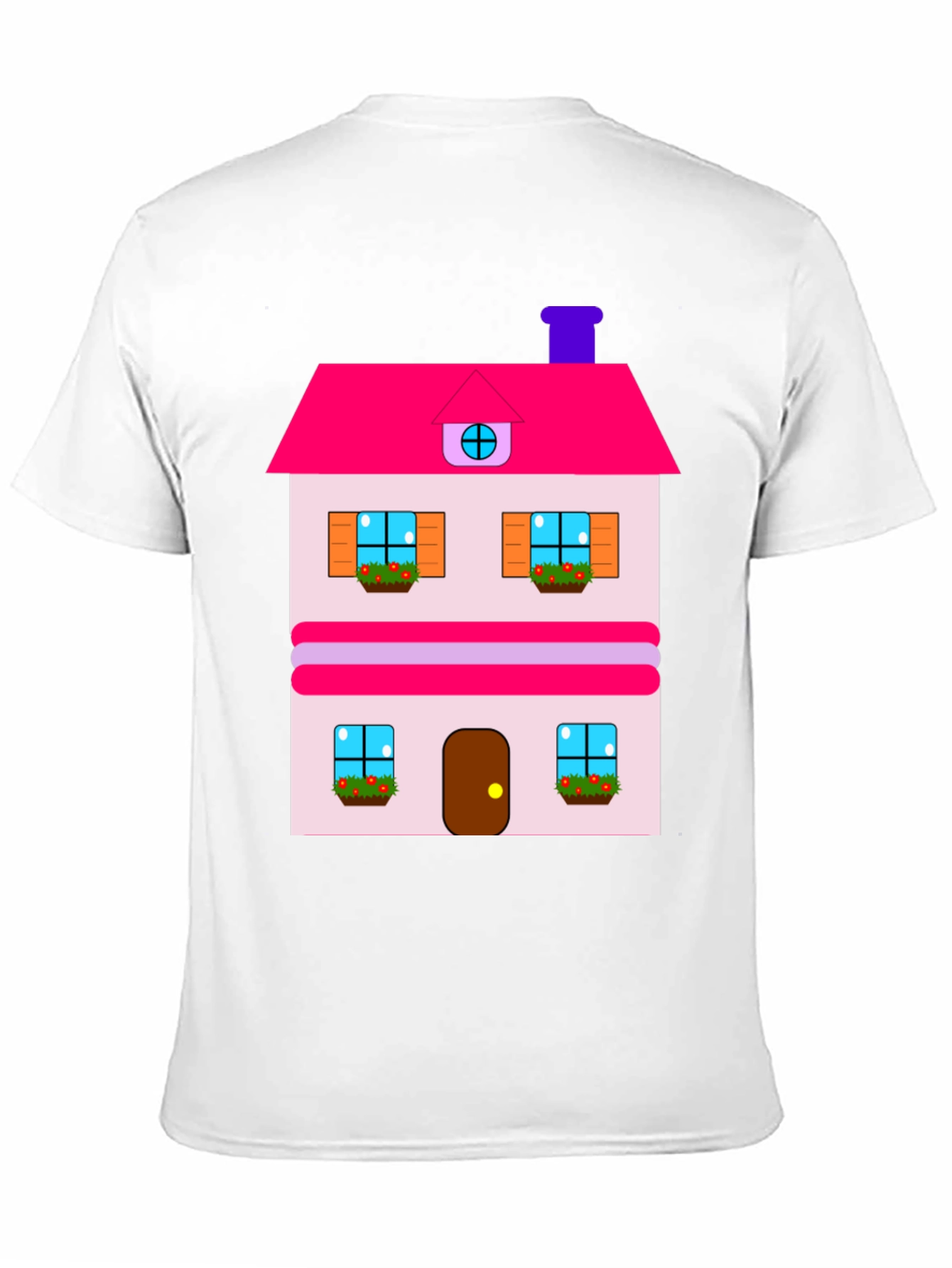 Whimsical House Print Tee - Black Cotton Blend