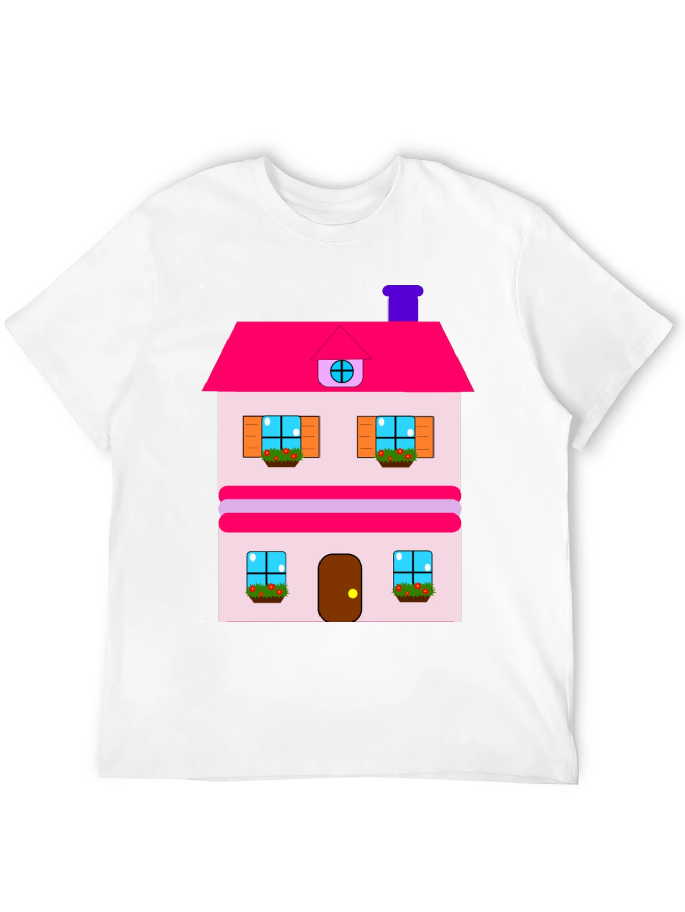 Whimsical House Print Tee - Black Cotton Blend