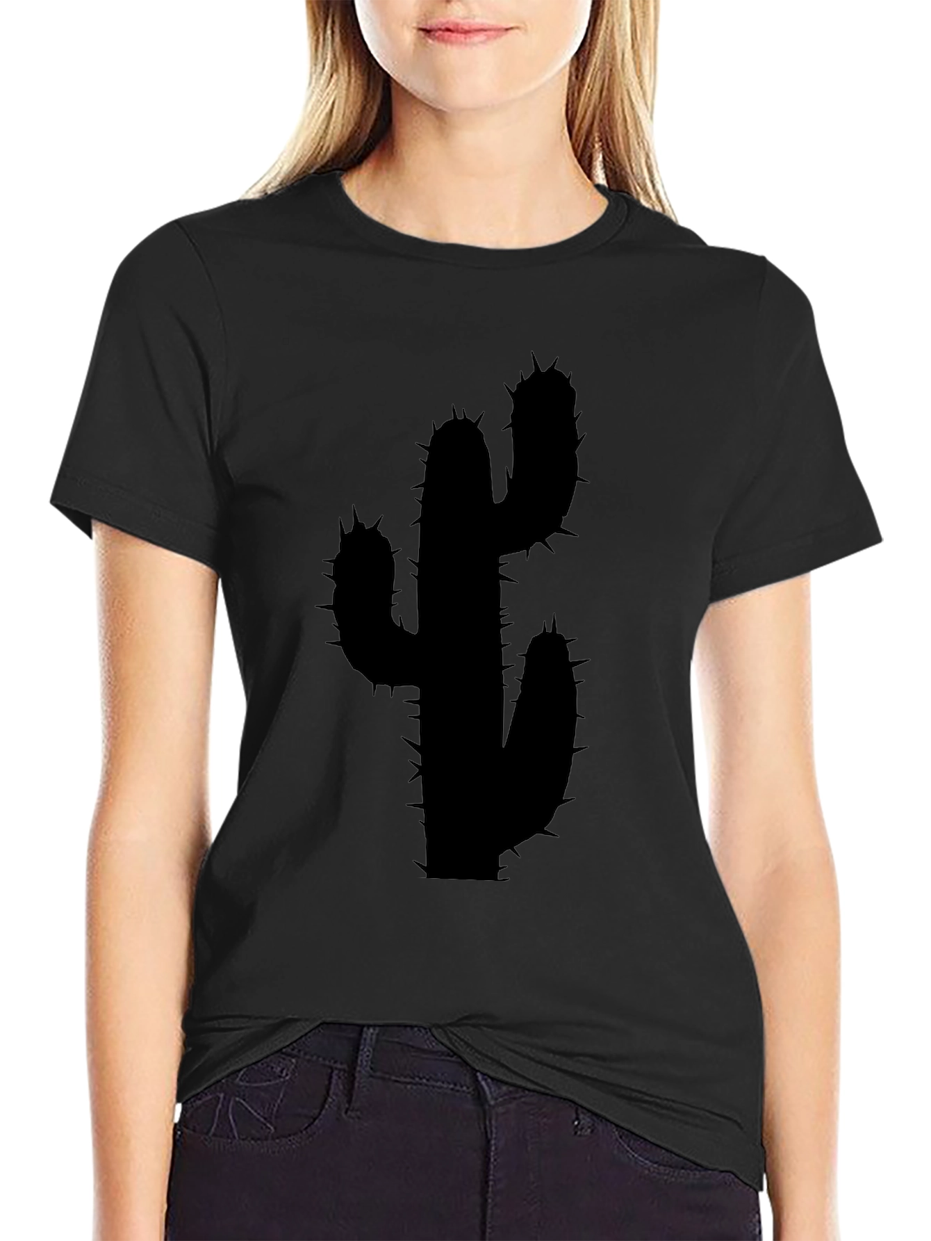 Mens Black Cactus Graphic Tee Shirt