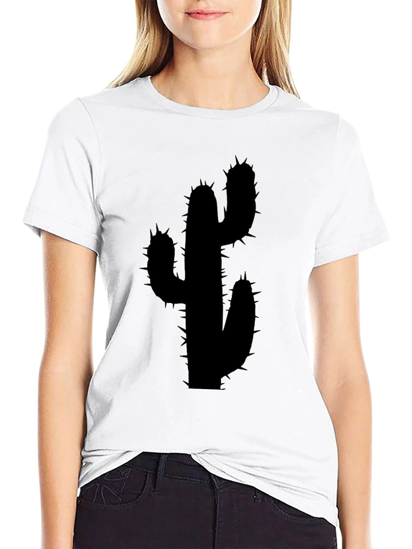 Mens Black Cactus Graphic Tee Shirt