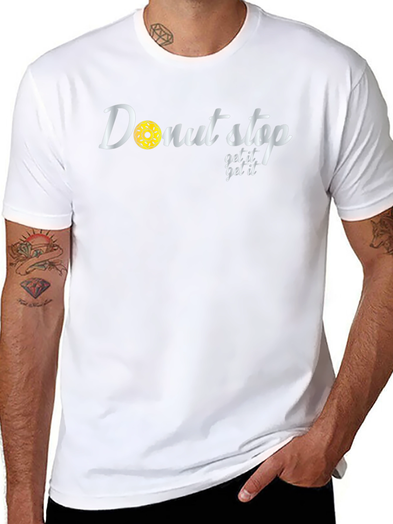 Donut Stop Get It Get It Black T-Shirt