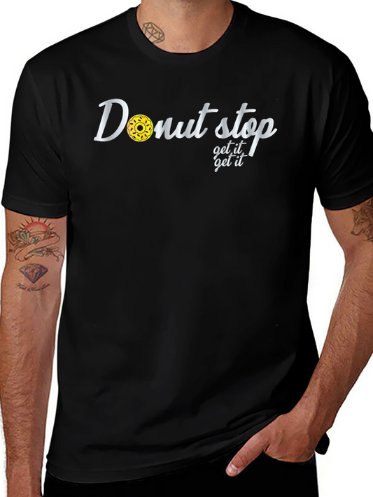 Donut Stop Get It Get It Black T-Shirt