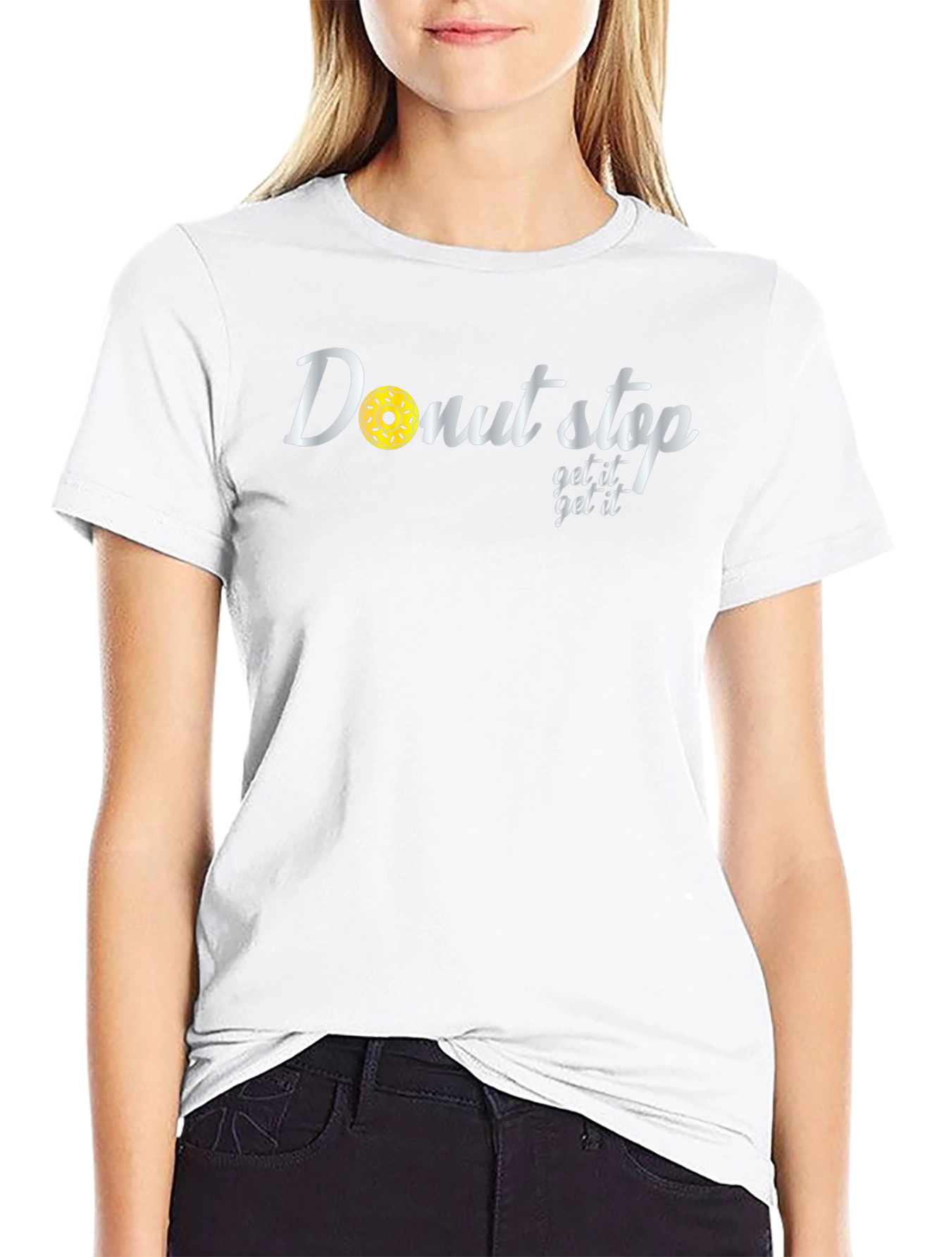Donut Stop Get It Get It Black T-Shirt